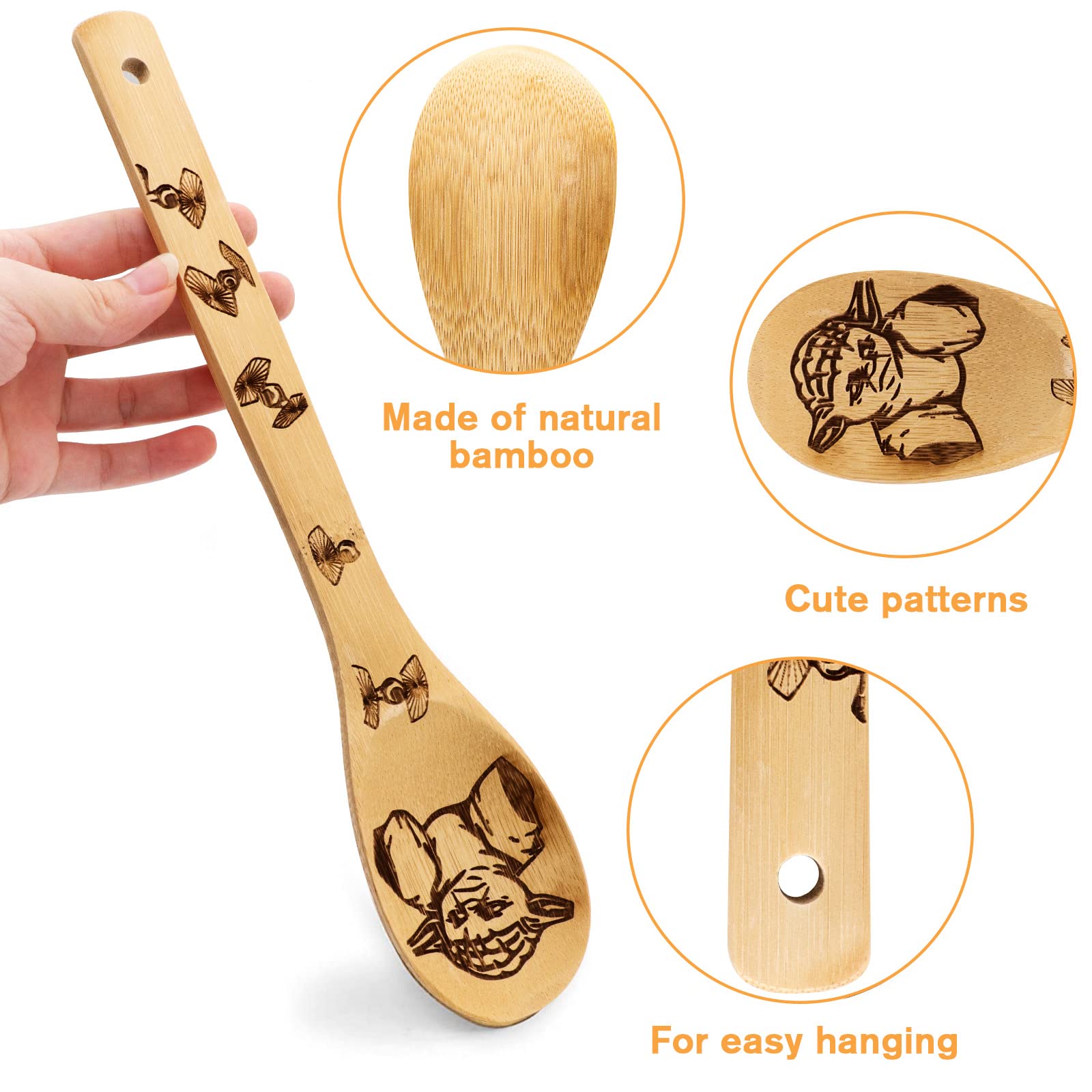 Star War Wooden Spoons Kitchen Cooking Utensils, Wooden Bamboo Utensil Set For Cooking, Heat Resistant For Non-Stick Cookware -