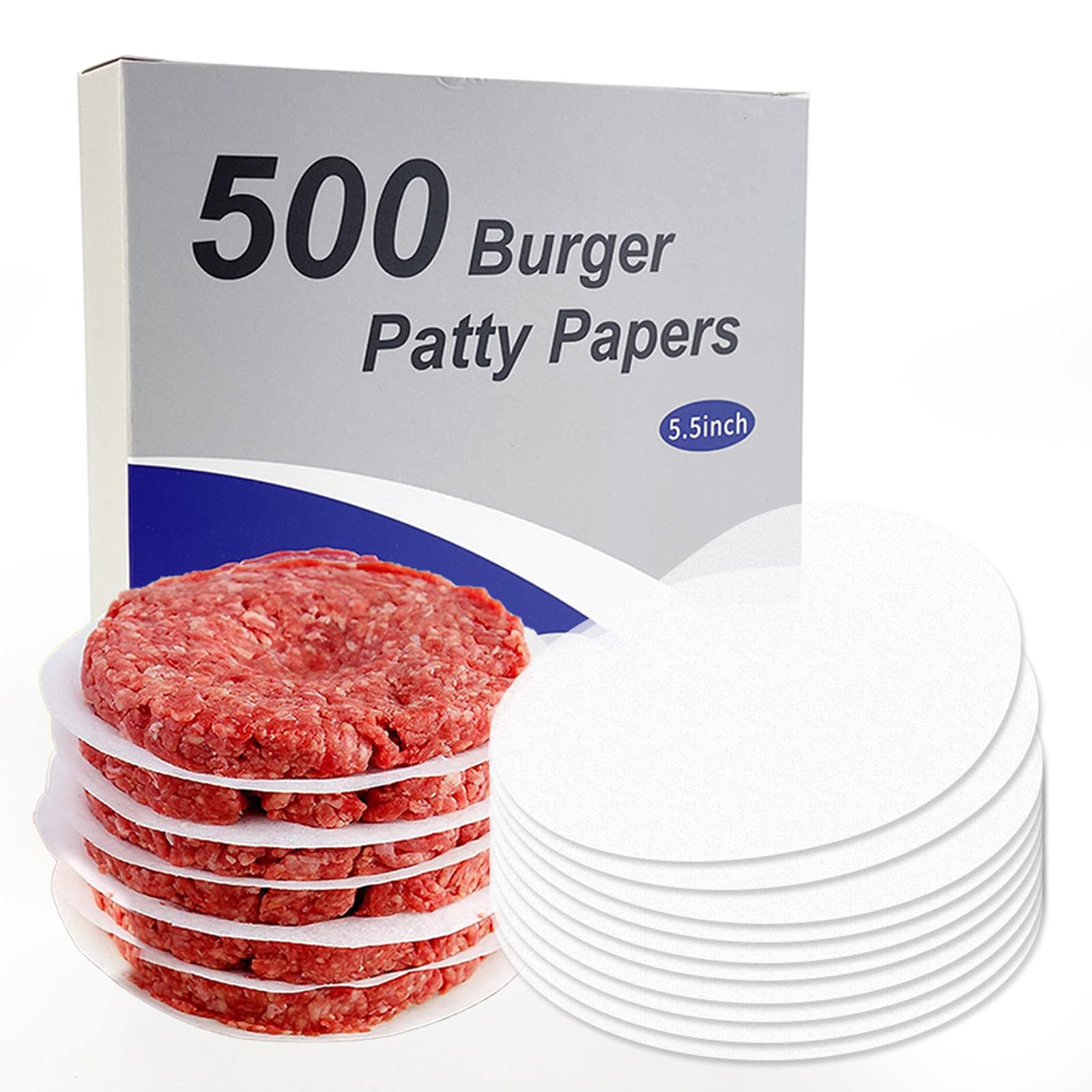 Burger Patty Paper Round 5.5 Inch Set Of 500Pcs Non Stick Hamburger Paper Pad For Press Patty Parchment Sheets