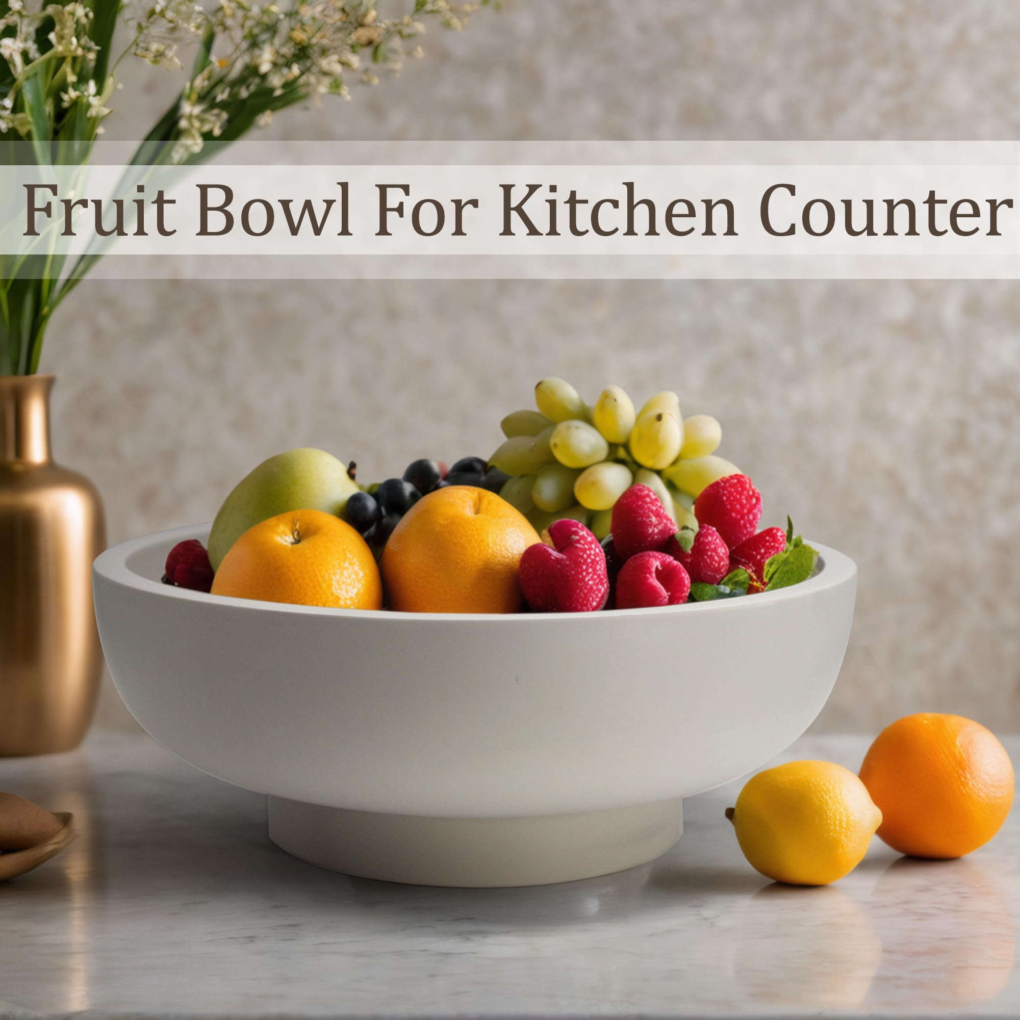 LIN CHUAN Large Decorative Bowl, Fruit Bowl for Kitchen Counter, Modern Resin Bowl for Home Decor, Key Holder for Entry Table, G