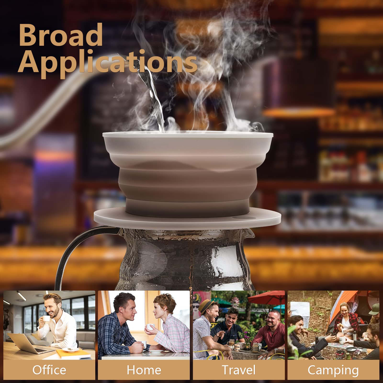 Mqqfu Paperless Collapsible Pour Over Coffee Dripper, Portable Reusable Pour Over Coffee Maker With Stainless Steel Mesh Screen,