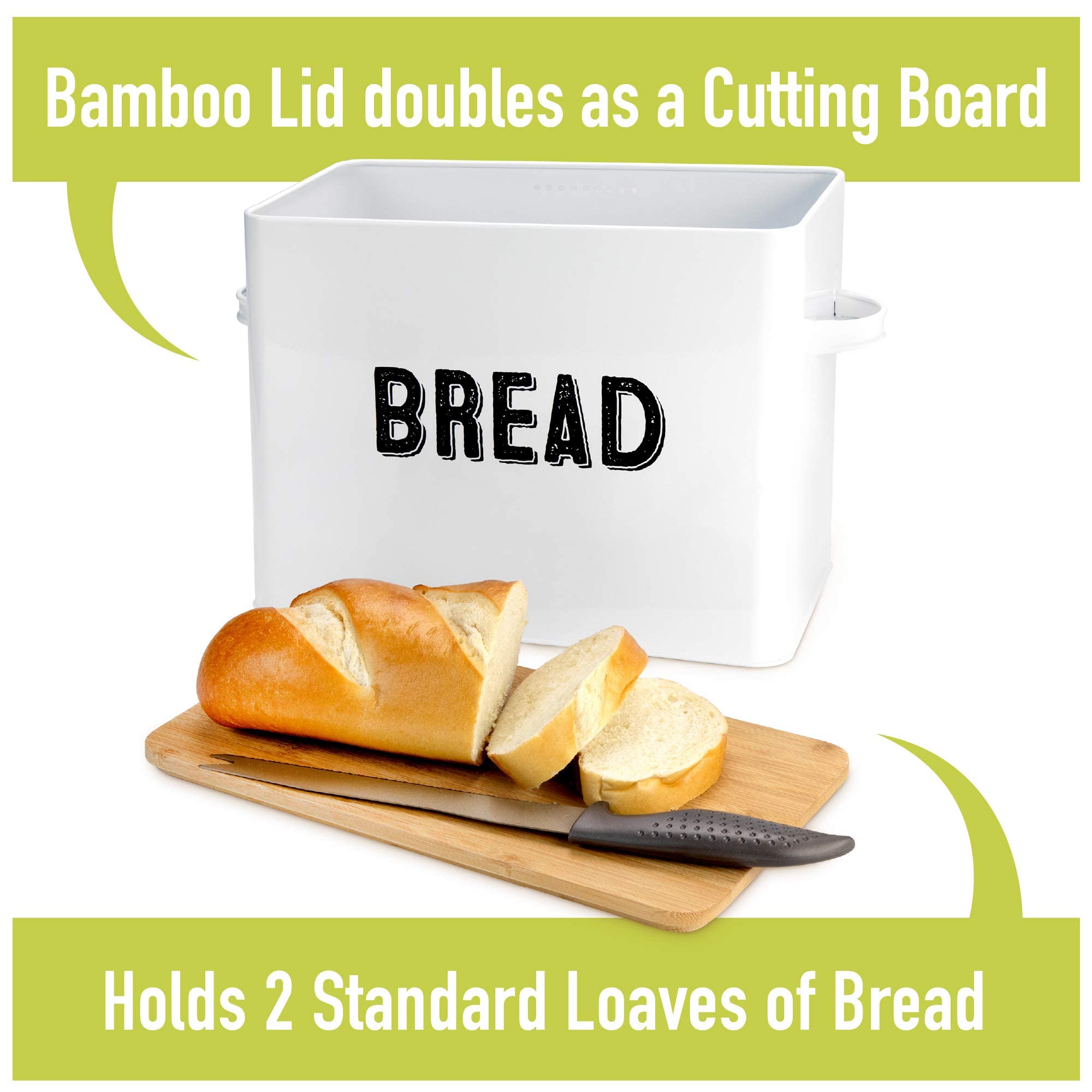Granrosi Large White Bread Box For Kitchen Countertop, Bread Storage Container, Breadbox, Bread Container, Bread Boxes, Bread Ke
