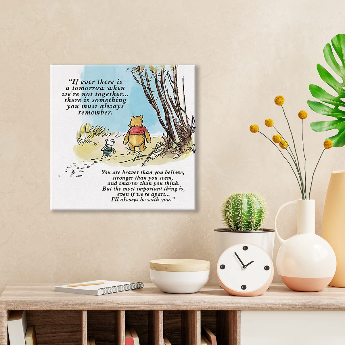 Classic Winnie The Pooh Wall Art Decor If Ever There Is A Tomorrow Quote Canvas Painting Pictures Framed Print Sign Artwork Read