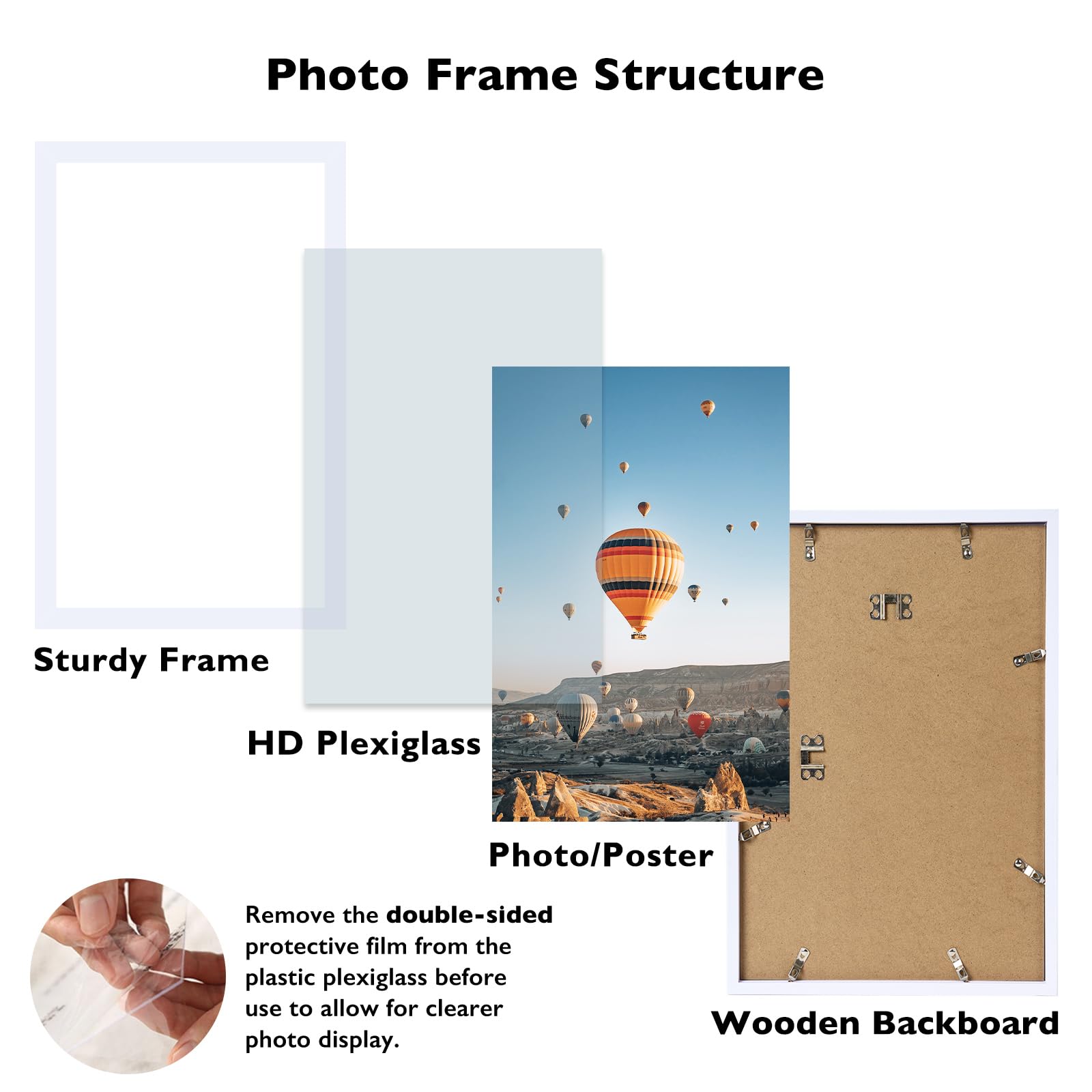 JCJMY 13x22 Picture Frame White for Poster Photo Picture, Horizontal and Vertical Formats for Wall Hanging, 13 x 22 Wall Gallery