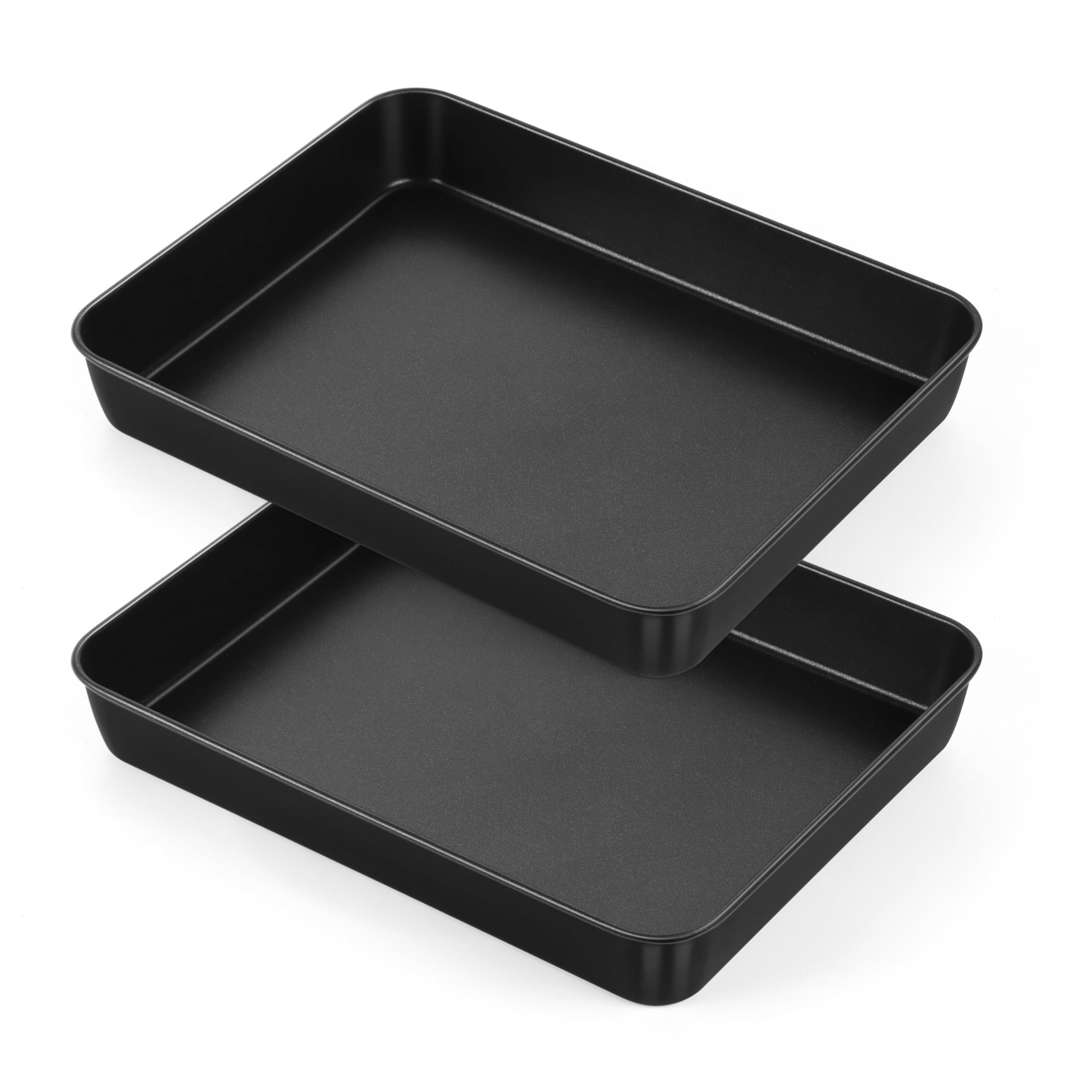 Efar 12.5 x 9.7 Inch Baking Pan Set of 2, Nonstick Stainless Steel Rectangle Cake Pans for Baking Brownies Casseroles Lasagna, 