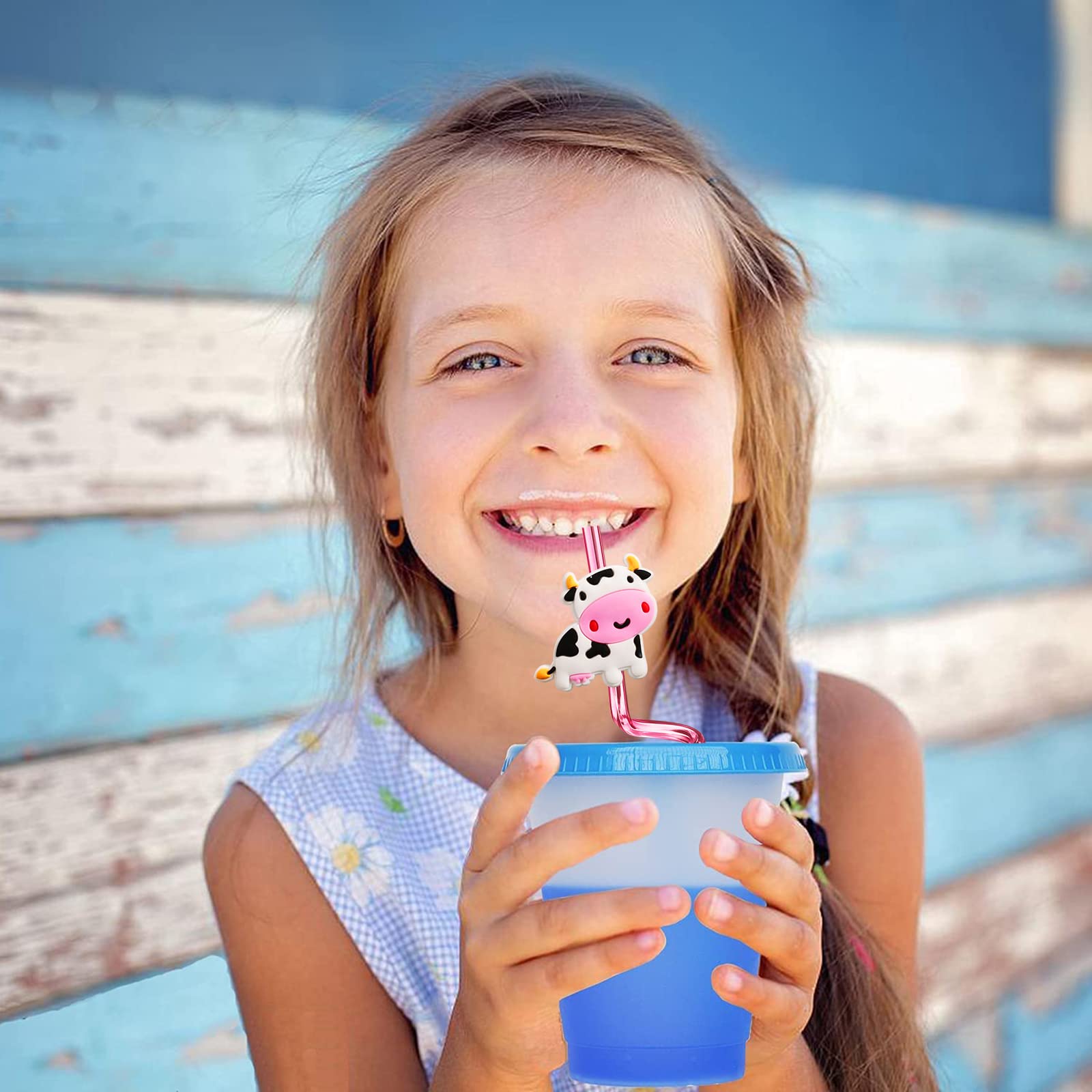25 Cow Party Favors Drinking Straws Goodie Gifts For Boys Girls Holy Cow Im One Birthday Party Supplies With 2 Pcs Cleaning Brus
