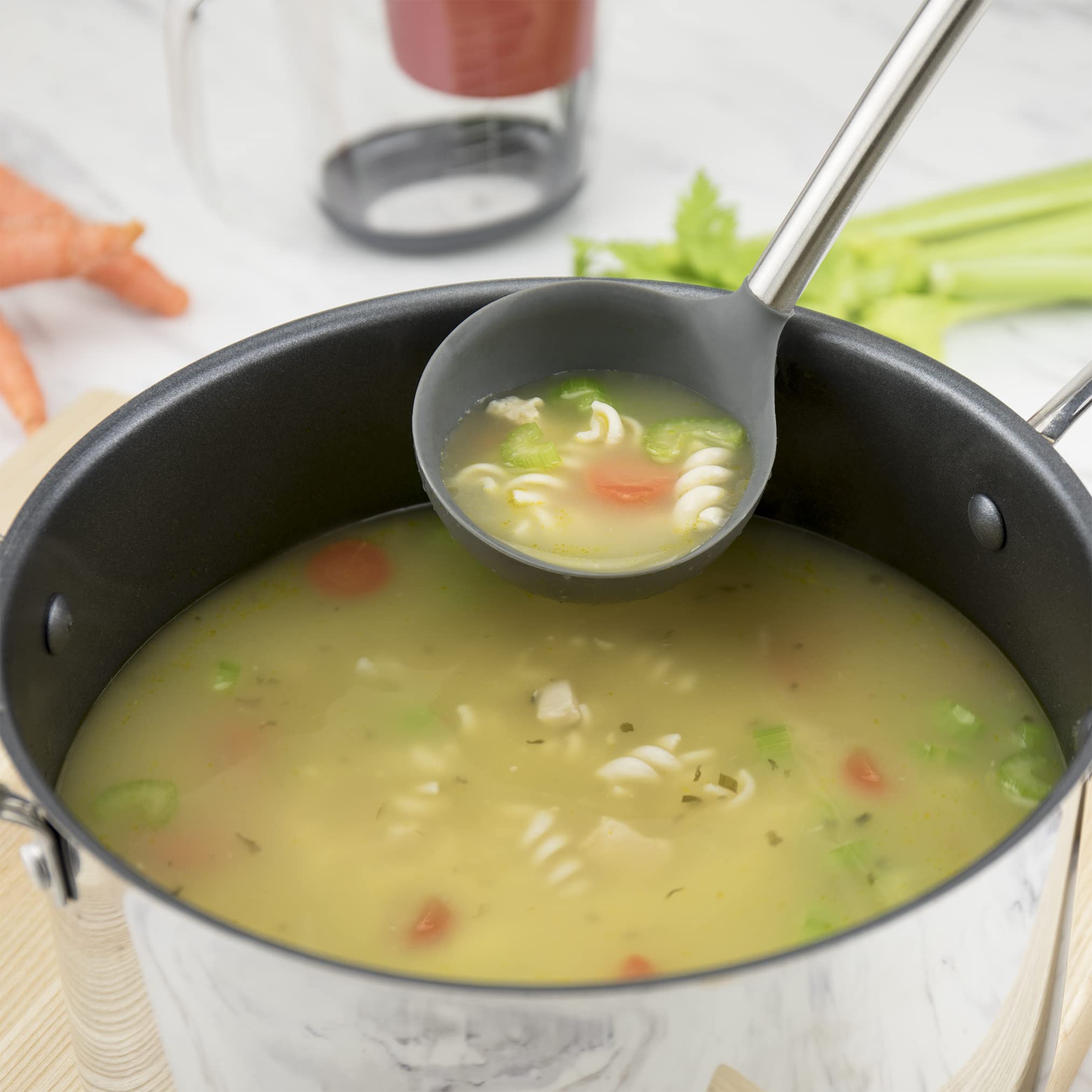 Tovolo Steel, Deep Spoon With Reinforced Silicone Ladle With Stainless Steel Handle