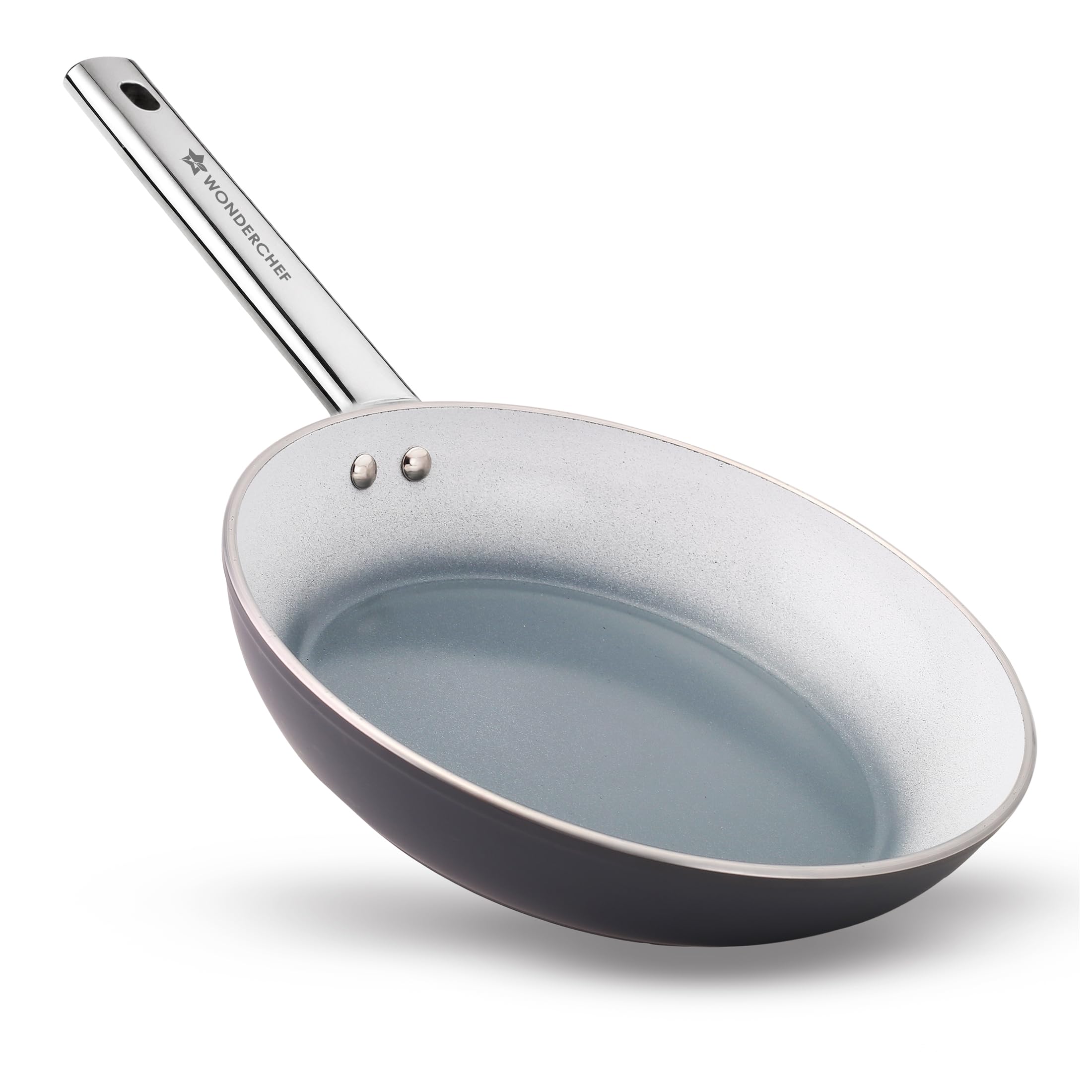 Wonderchef EcoGlide Fry Pan | | ChemicalFree Ceramic Coating | 24Cm, 1.8L | Healthy, Low Oil Meals | ScratchResistant | Stain