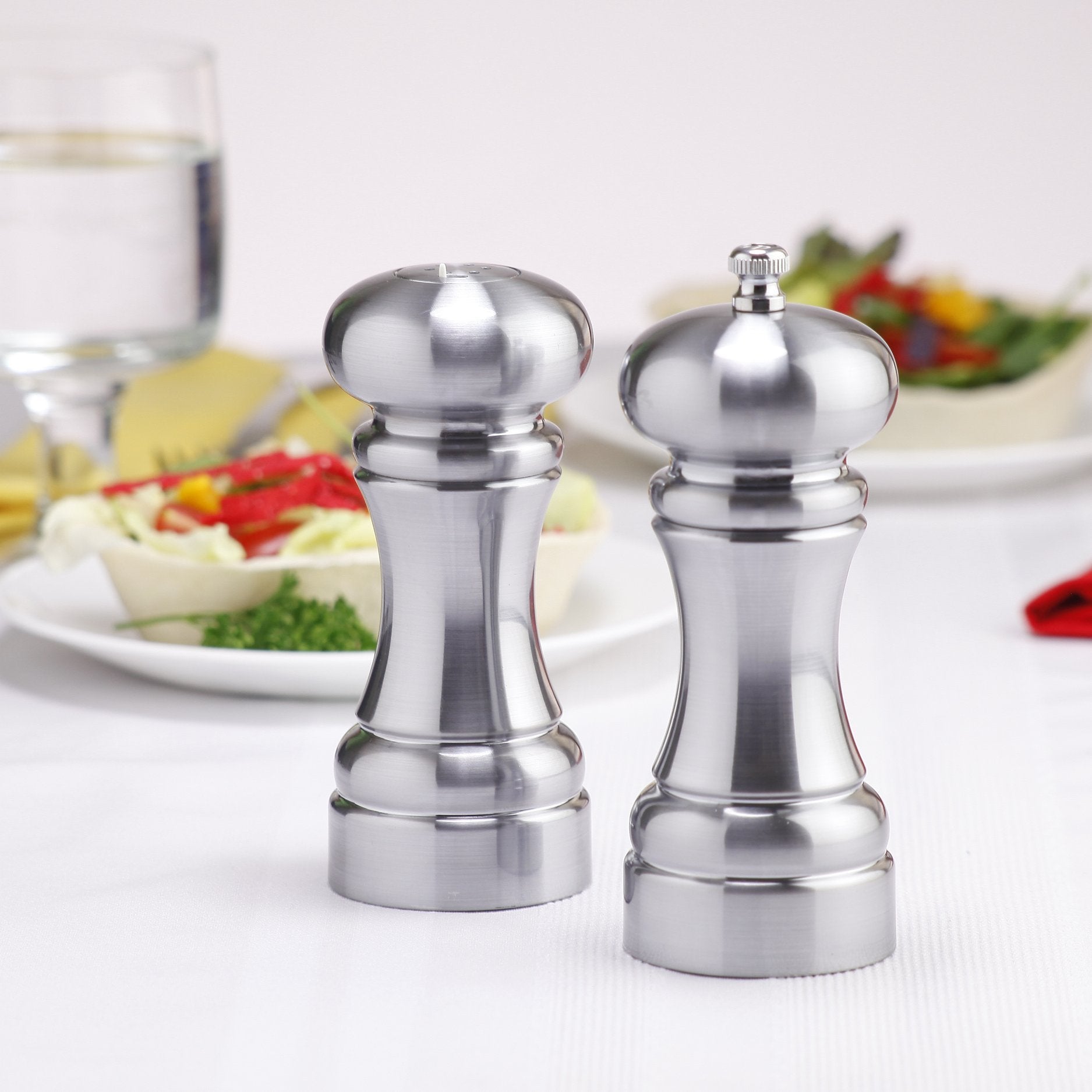 Chef Specialties 5" Westin Pepper Mill & Salt Shaker Set, Stainless Steel, Acrylic, Model 94500