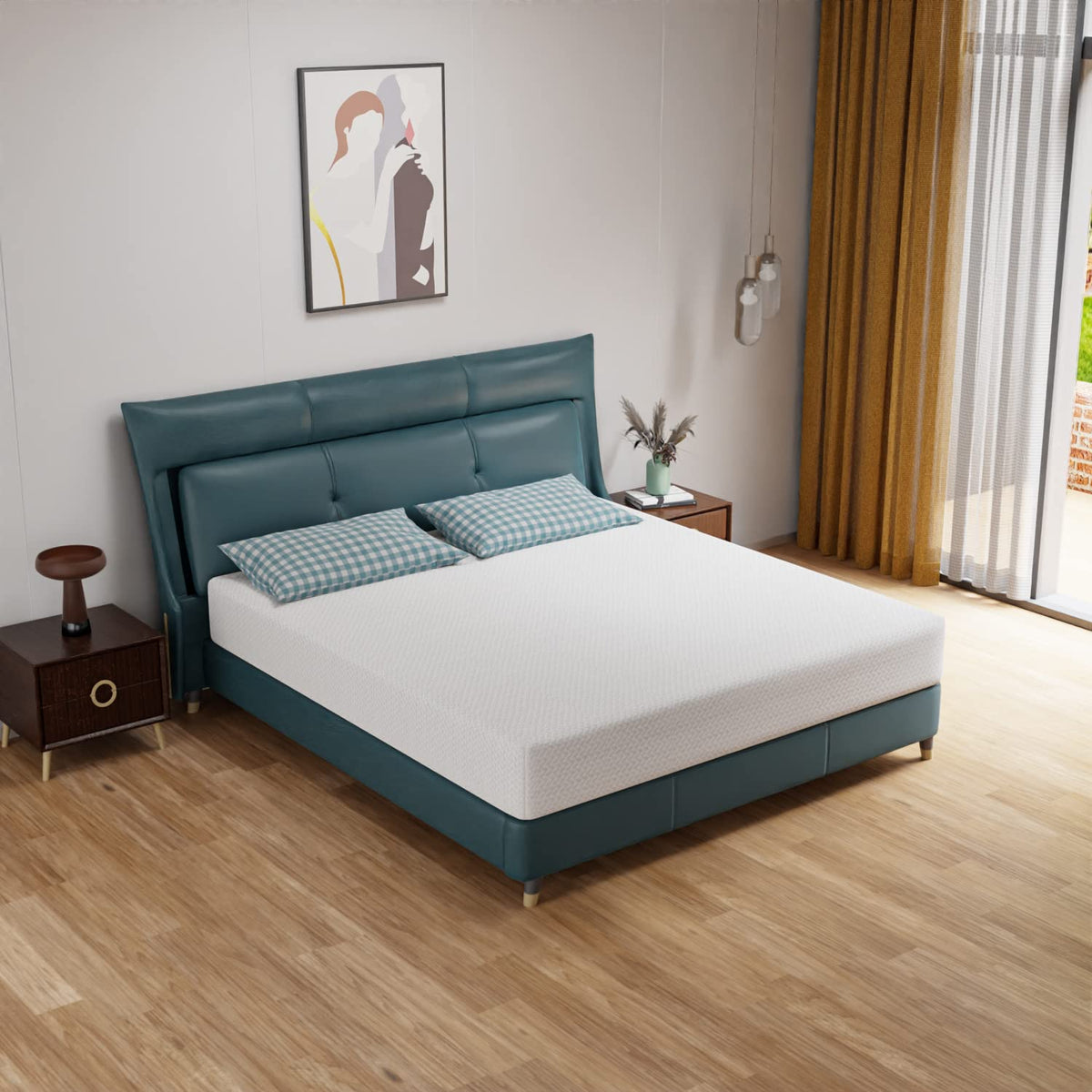 Paylesshere 10 Inch Mattress Green Tea Memory Foam Mattress Certipur-Us Certified,Removable Soft Cover,Fiberglass Free,King Matt