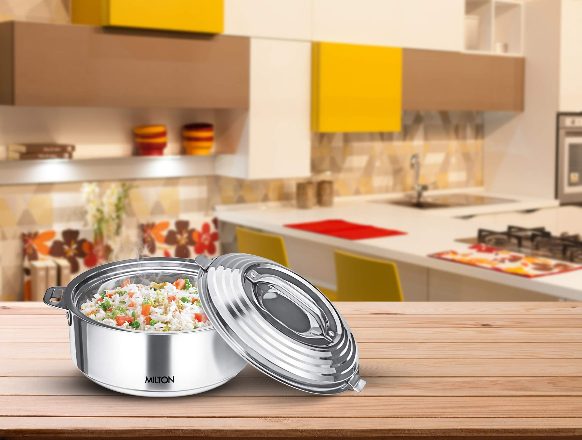 Milton Galaxia 1500 Casserole For Hot Food, Insulated Stainless Steel Hot Pot With Lid, 50 Oz (2090 Ml) 1.58 Qt, Serving Box (Bo
