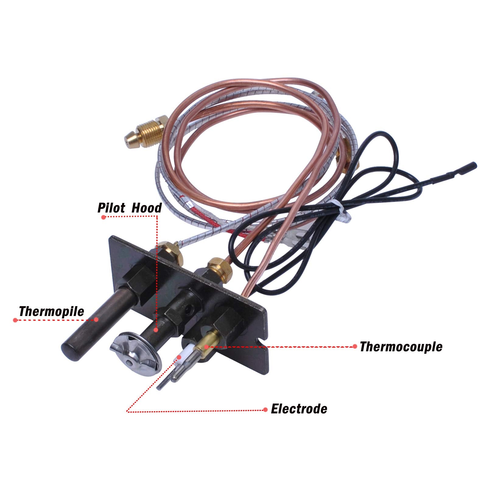 10002264 Propane Natural Gas (Ng) Sit Pilot Assembly 3 Way Compatible With Hht, Majestic, Monessen, Temco, Vermont Castings Gas