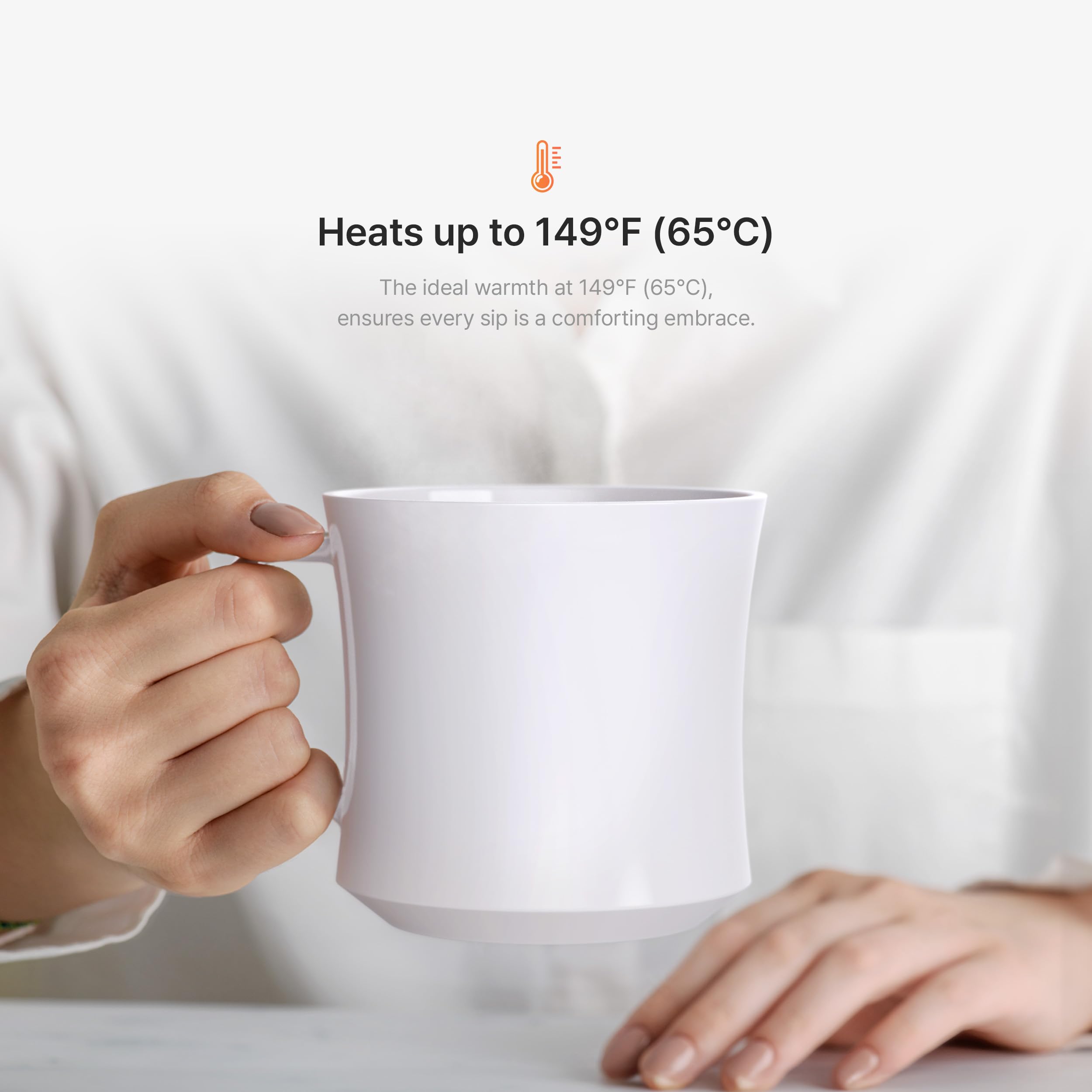 hurkins Smug  up to 149? Coffee Mug Warmer & Mug & pctg Lid Set  self Heated Cup with Wireless Charging Function  Office/Home for Desk. (Grande Black)