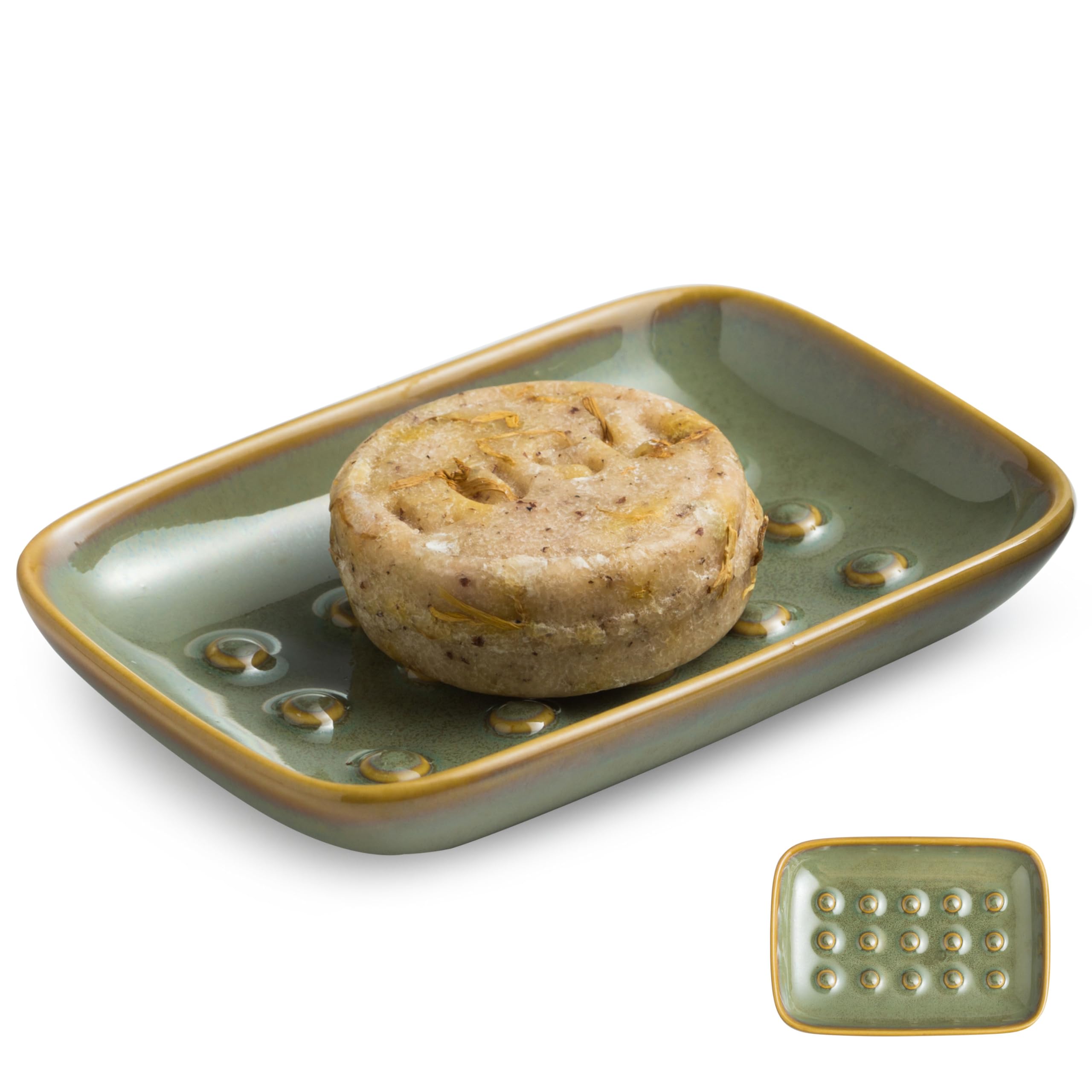 Miamolo Soap Dish For Shower, Ceramic Soap Dish Non-Slip Soap Holder Soap Bar Saver Tray For Bathroom Kitchen Sink, Floating Poi