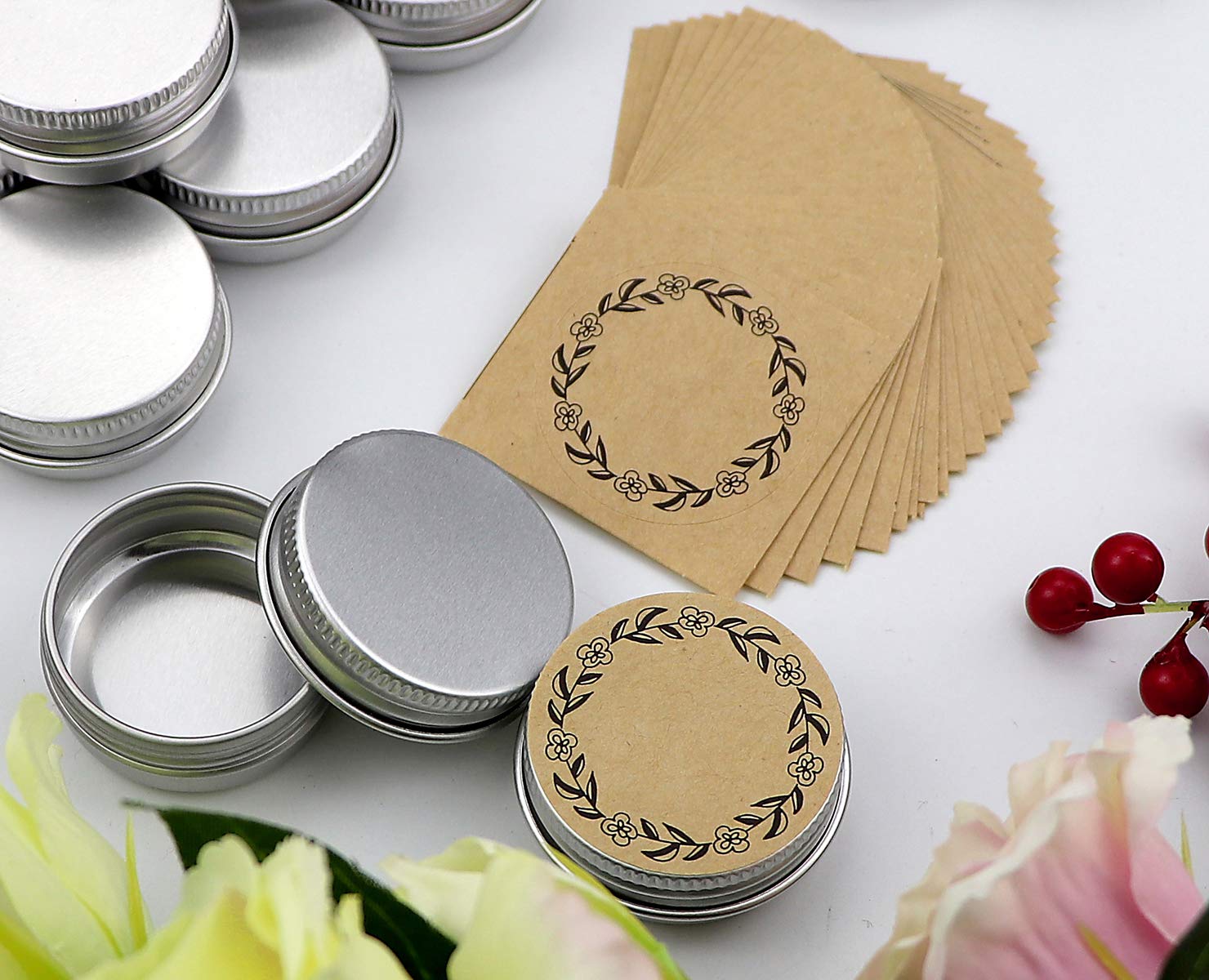 500Pcs 1.5'' Blank Marking Labels For 15Ml Aluminum Tin Jars