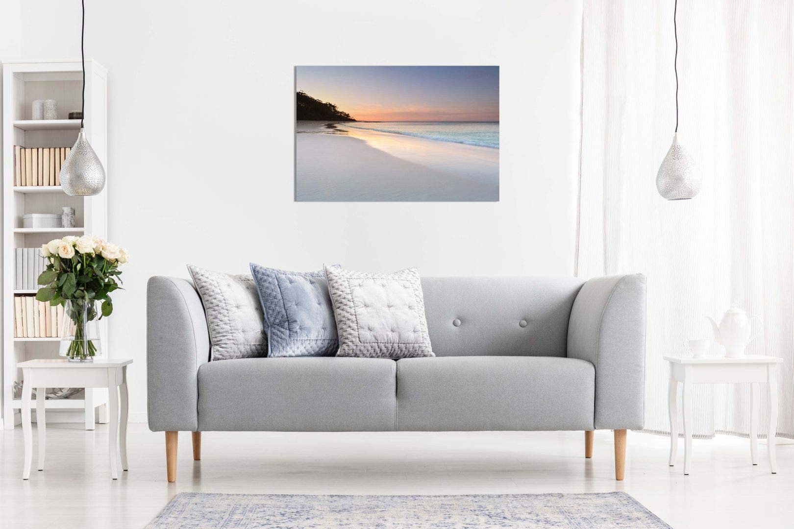 Pretty Soft Colours Beach Sky And Sand Seaside Canvas Wall Art Picture Print (24X16)