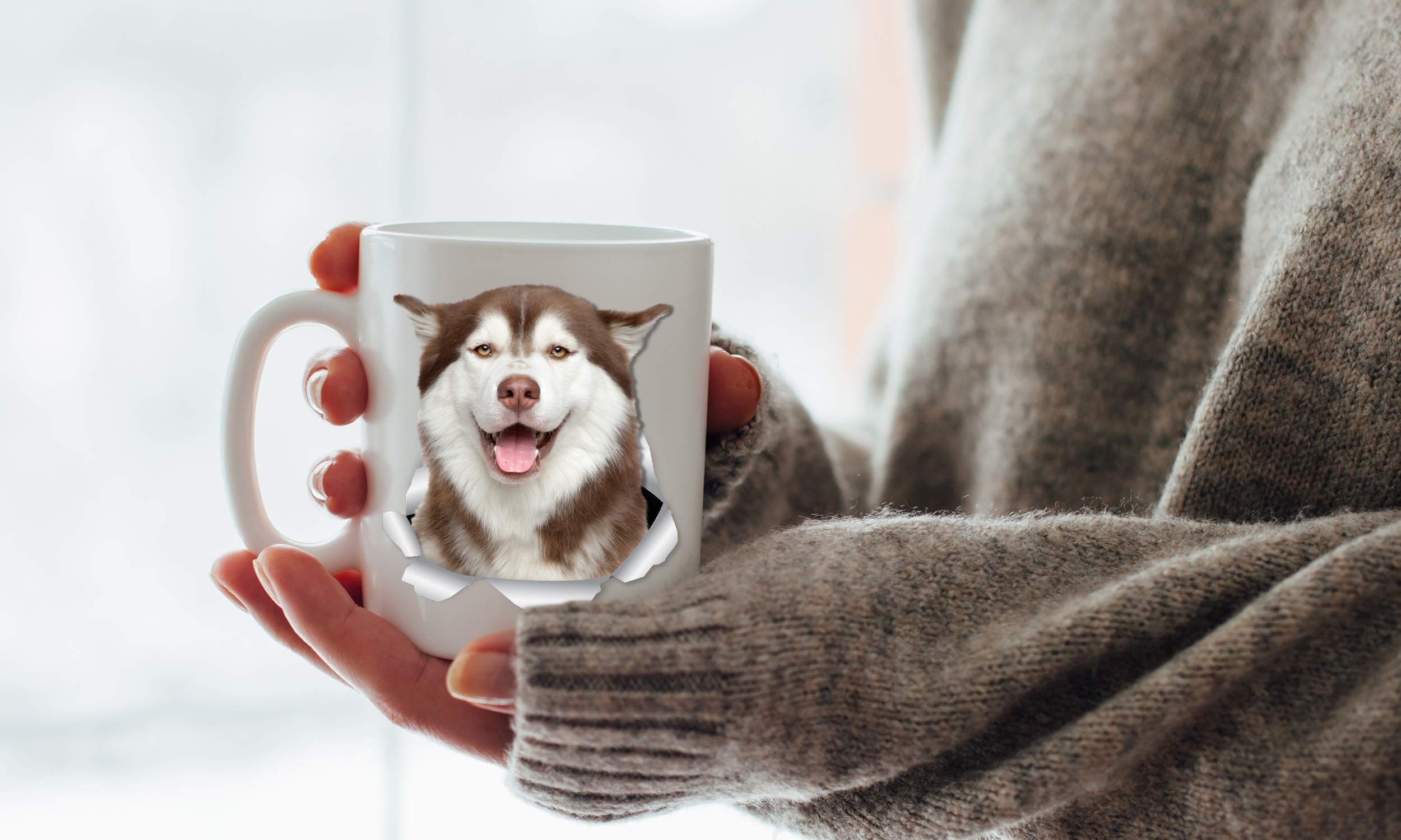 Happy Siberian Husky Coffee Mug - Ceramic Husky Mug - Perfect Dog Lover Gift - Cute Novelty Coffee Mug Present - Great Birthday