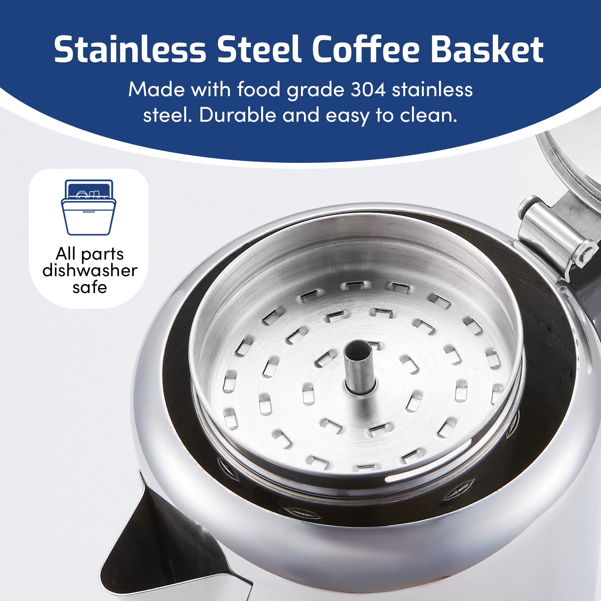 Elite Gourmet Ec008 Classic Stovetop Coffee Percolator, Glass Clear Brew Progress Knob, Cool-Touch Handle, Cordless Serve, 8-Cup
