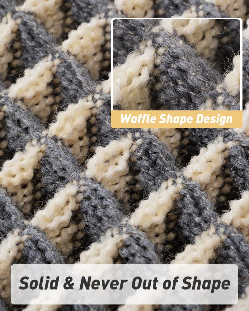 AMOAMI Upgraded Waffle Bath Mat  Super Absorbent Non Slip Bath Mats for Bathroom Floor  Machine Washable Bathroom Rugs with Tassels  Rubber Backed Bathroom Mats Ultra Soft  24'' x 36''