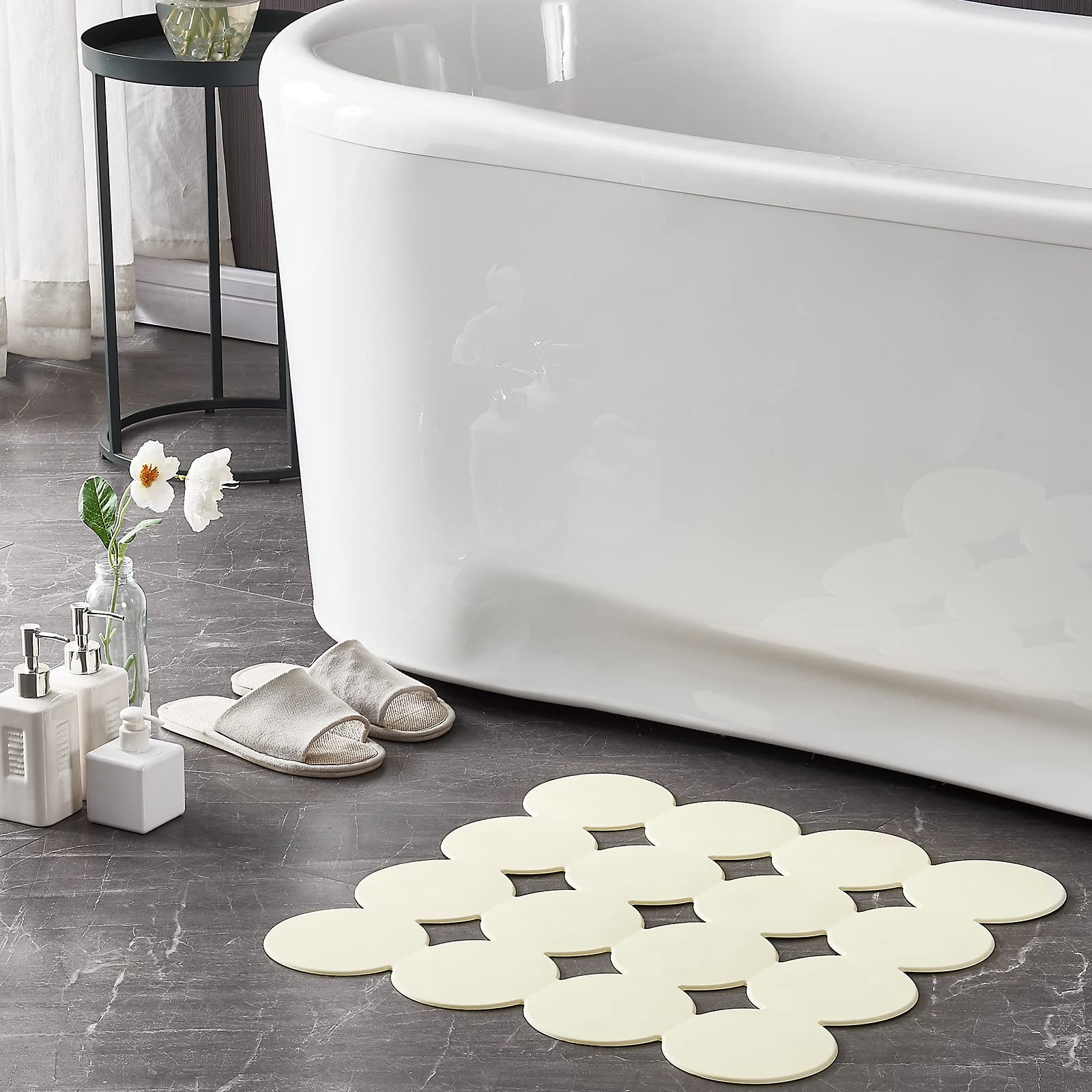 Webos Anti Slip Shower Mat: Natrul Rubber Non Slip Bath Mat For Tub With Strong Suction Cups Bathtub & Tub Mats For Elderly And