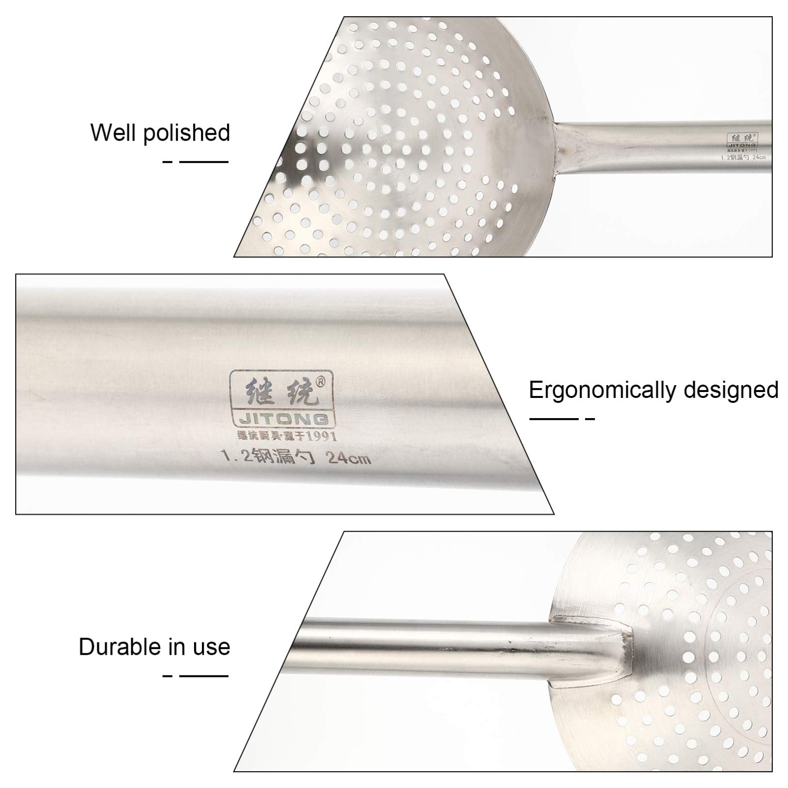 Yardwe Stainless Steel Skimmer Spoon Slotted Strainer Ladle Fine Mesh Wire Oil Filter Mandarin Colander Scoop For Kitchen Cookin