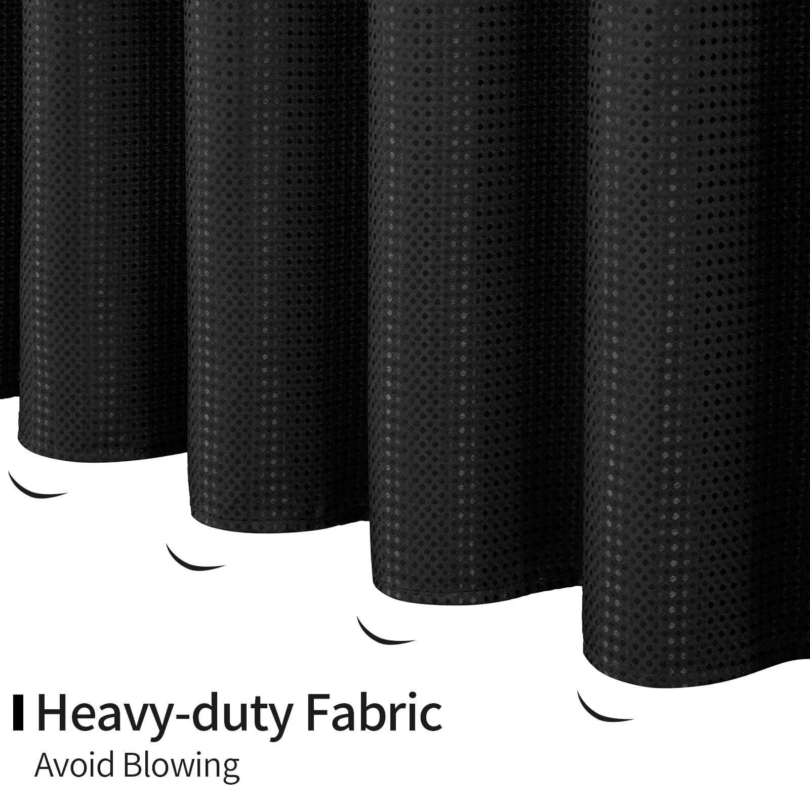 MitoVilla Black Waffle Shower Curtain Set with Snap-in Liner  Modern Waffle Weave Fabric Shower Curtain  Luxury Heavyweight Cloth Shower Curtain for Neutral Hotel & Spa Bathroom Decor  72 x 72