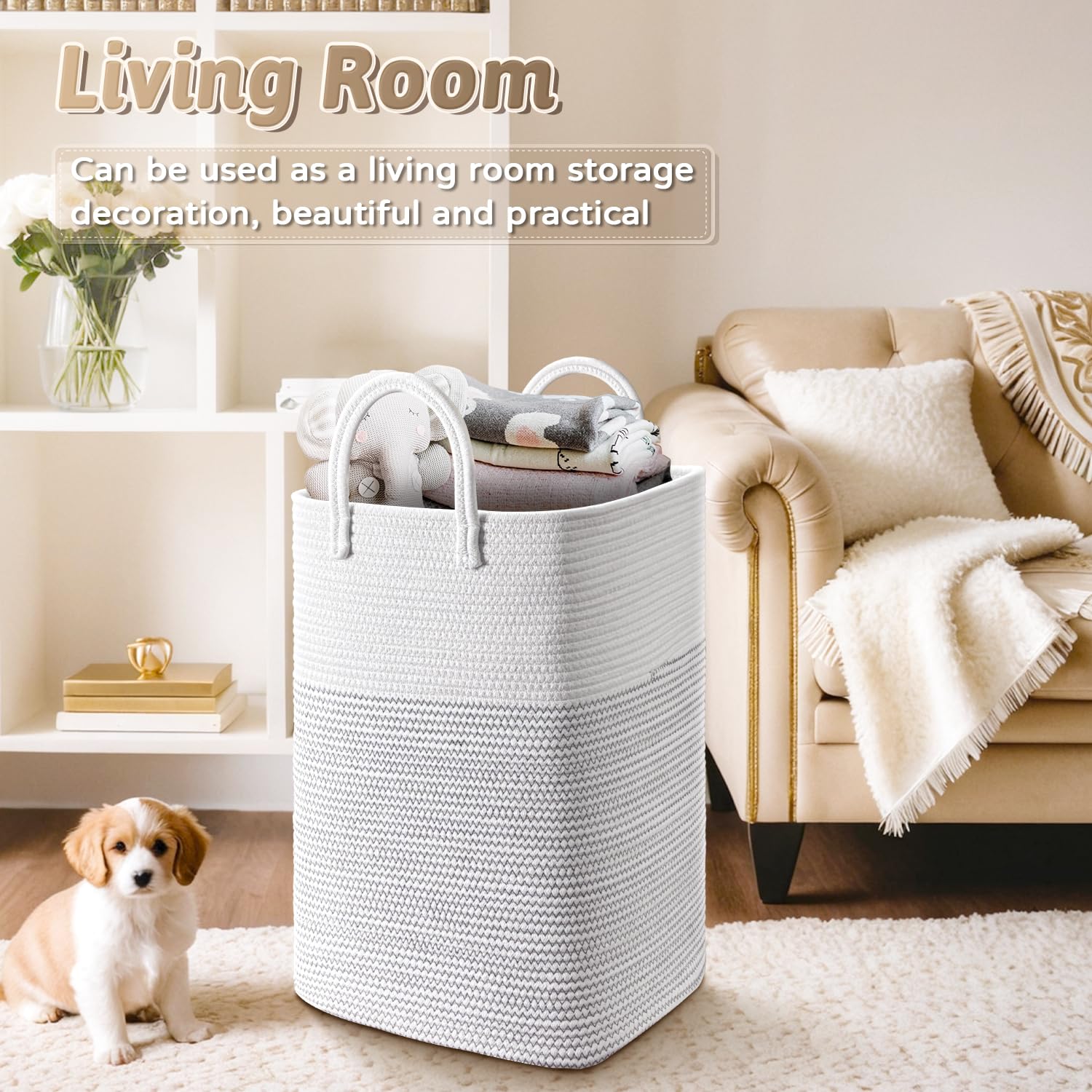Artfeel Laundry Basket,Woven Cotton Rope Laundry Hamper,80L Versatile Storage For Dirty Clothes,Baby Toys,And Blankets In Bathro