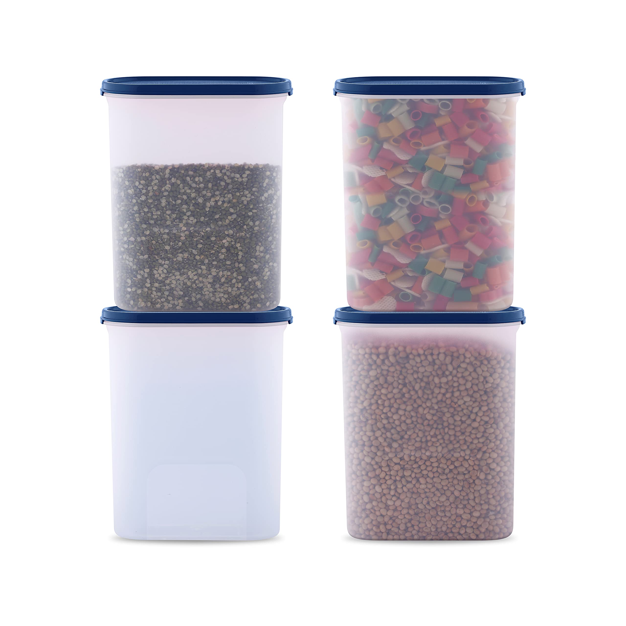 Sky Plastic Oval Airtight Kitchen Storage Container Set,4 Pieces,2400 Ml X 4,Blue