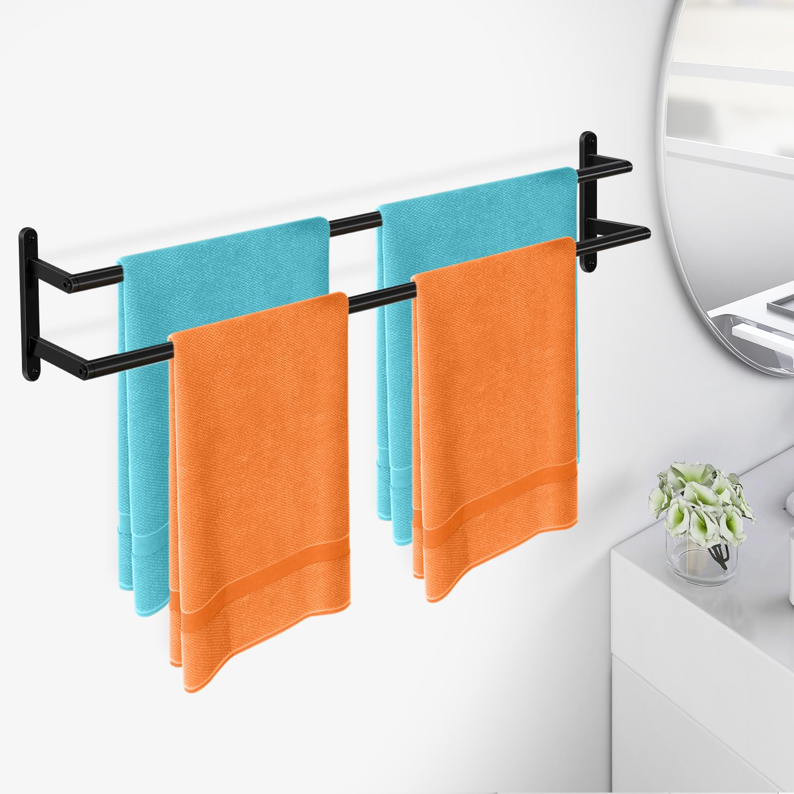 32Inch Double Towel Bar, Jiapaiduo Towel Rack For Bathroom, Stainless Steel Double Bath Towel Bar, Wall Mounted Towel Holder, Ma