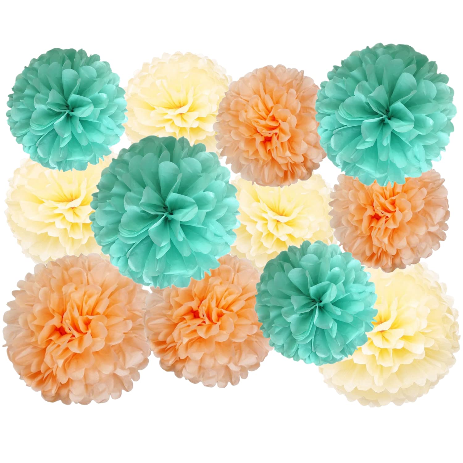 12 Pcs Tissue Pom Poms Decorations, Tissue Paper Flowers Kit For Birthday, Baby Shower, Classroom, Nursery, Graduation, Bridal S