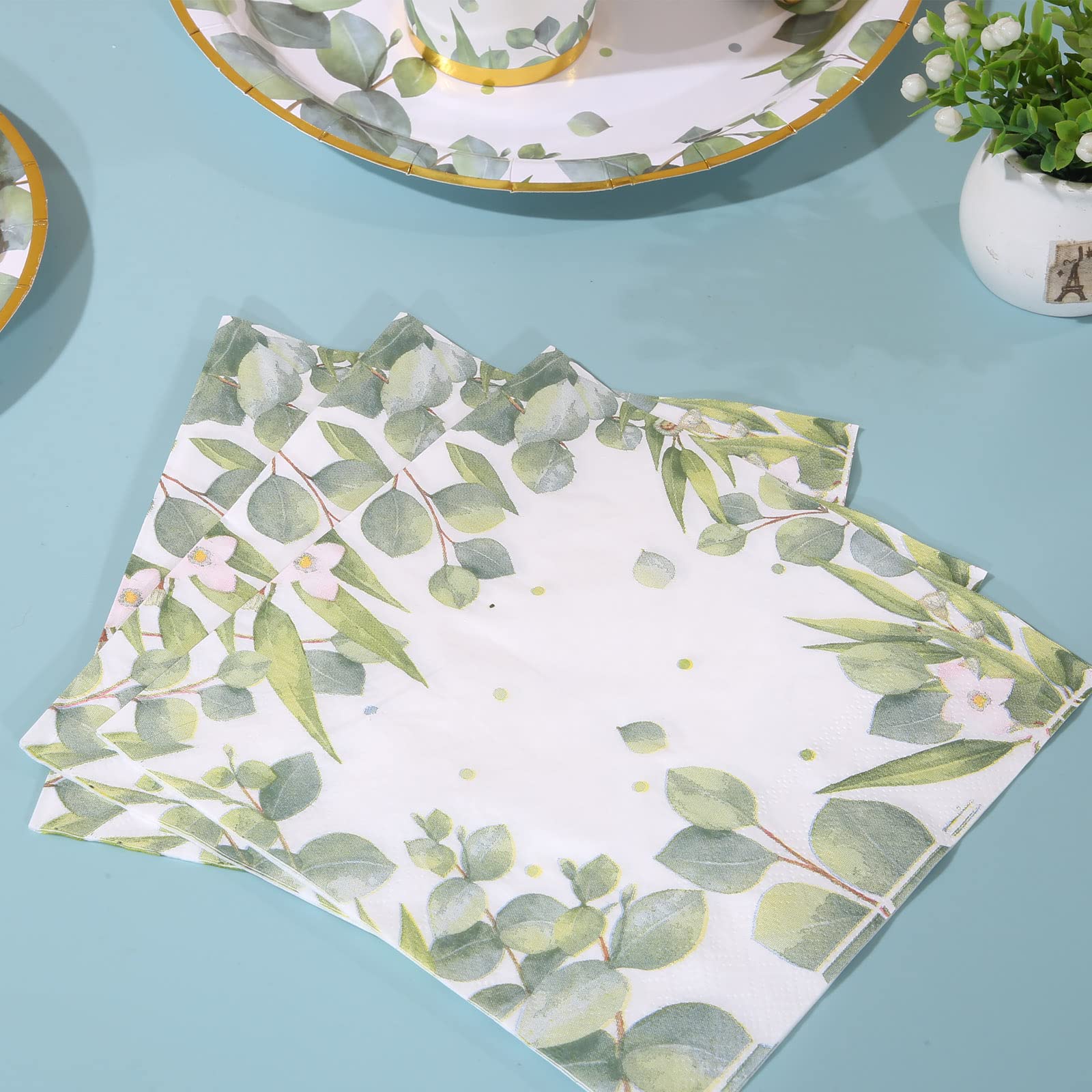 Gender Neutral Baby Shower Plates And Napkins For 25 Sage Green Party Decorations Boy Girl Birthday Bridal Shower Floral Wedding