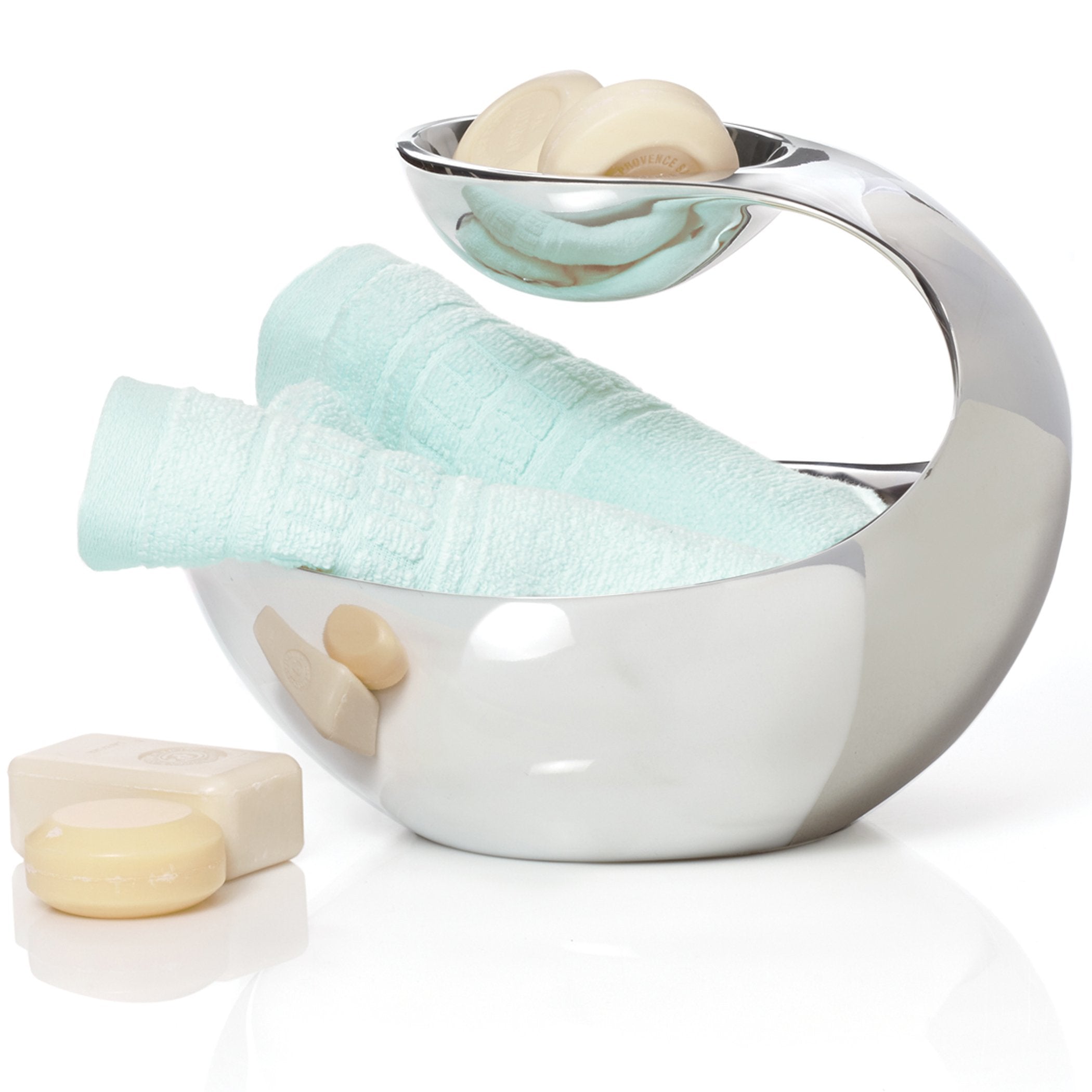 Nambe Scoop Server | Two-Tiered Chip And Dip Bowl | Cold & Hot Appetizer Serving Bowl | Made Of Metal Alloy | 11 X 8 Inch | Desi