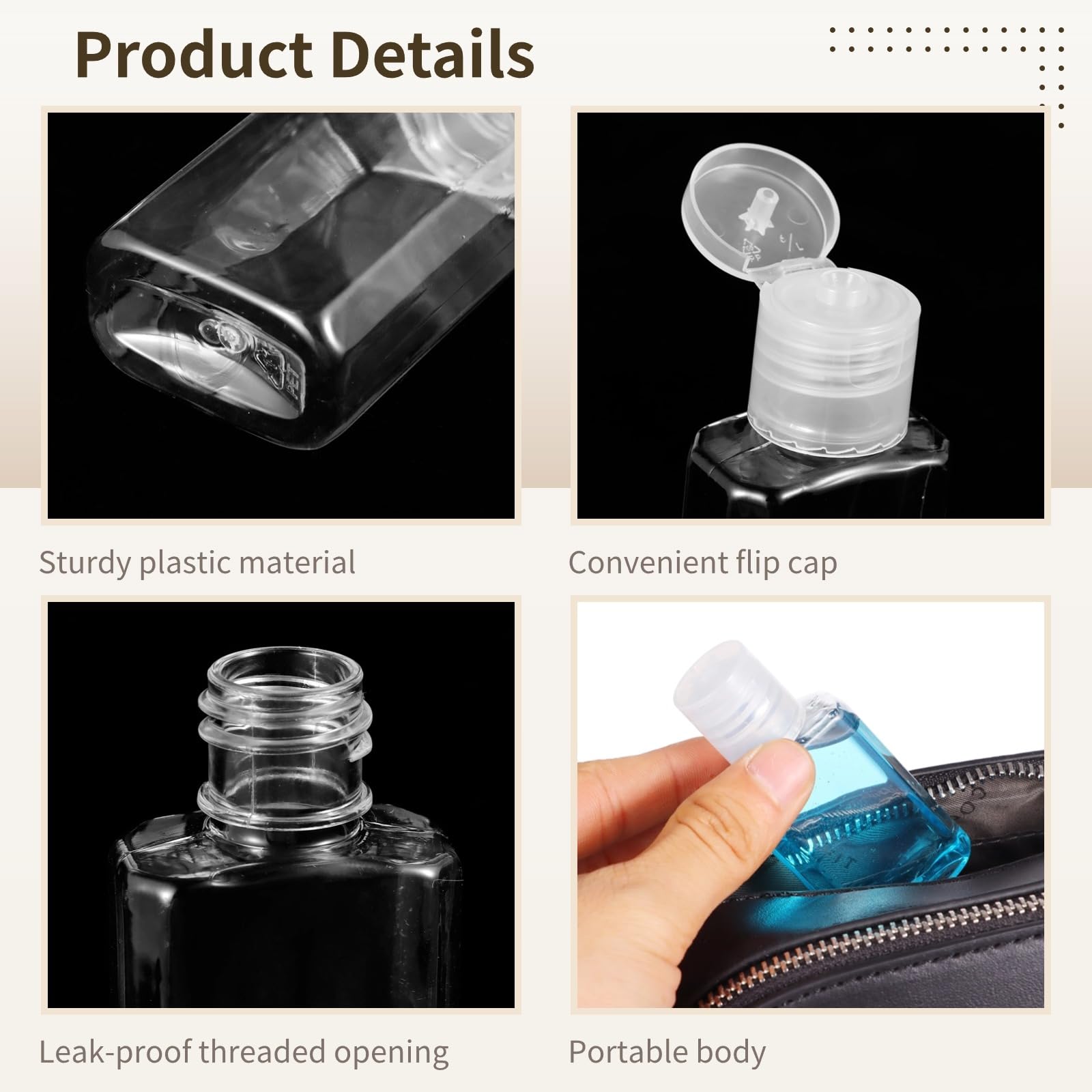 Lnrueg 100 Pcs 1 Oz Travel Bottles - Hand Sanitizer Bottle Mini Clear Bottles With Flip Caps, Portable Empty Refillable Containe