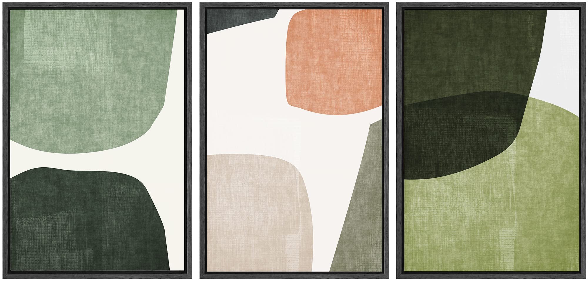 Signwin Framed Canvas Print Wall Art Trio Of Multicolored Transparent Ovals Abstract Shapes Illustrations Modern Art Multicolor