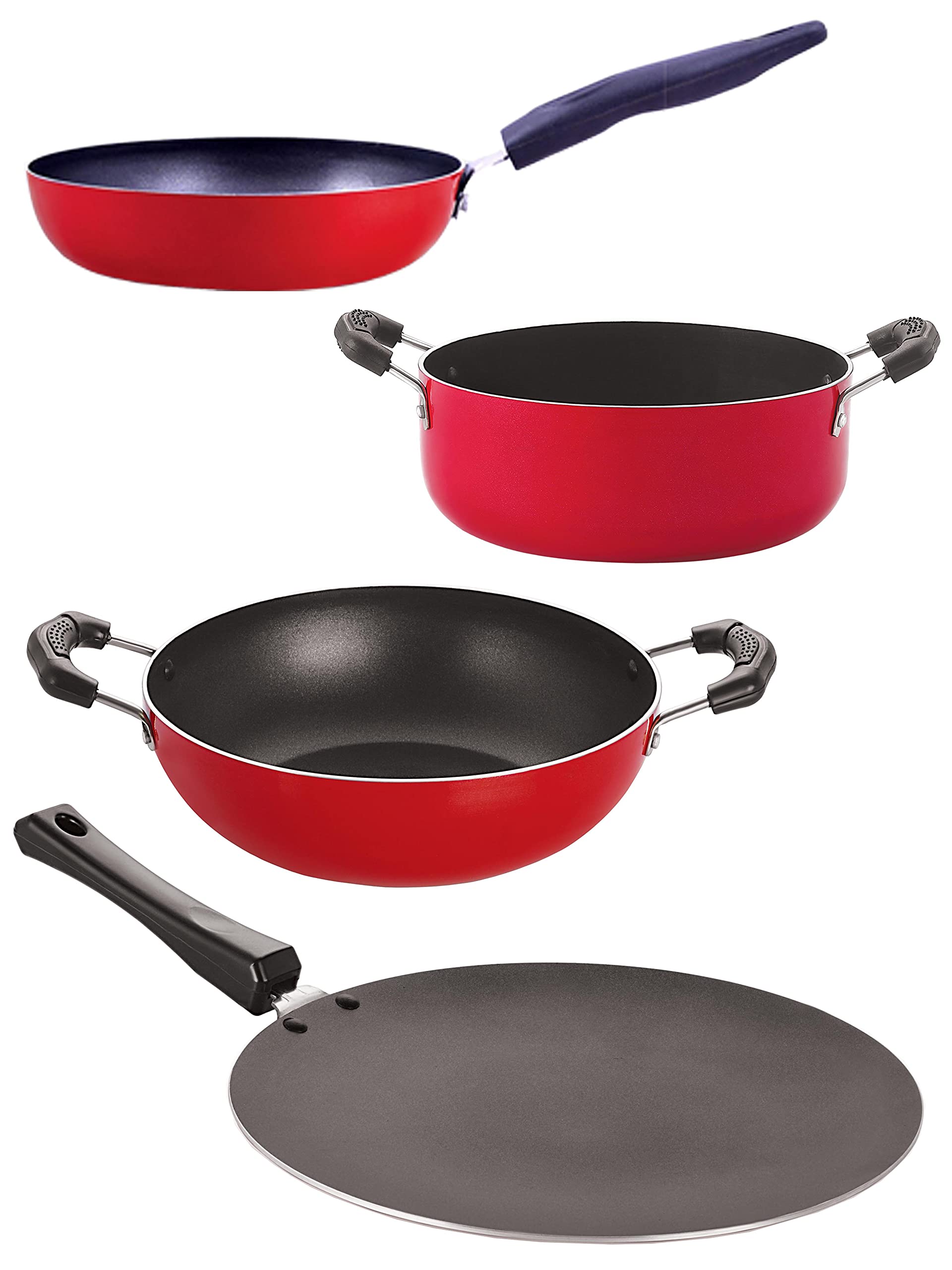 Nirlon Non Stick Combo Aluminium Cookware Set Of 4Pieces (Ct12_Kd11_Cvg_Cs24)