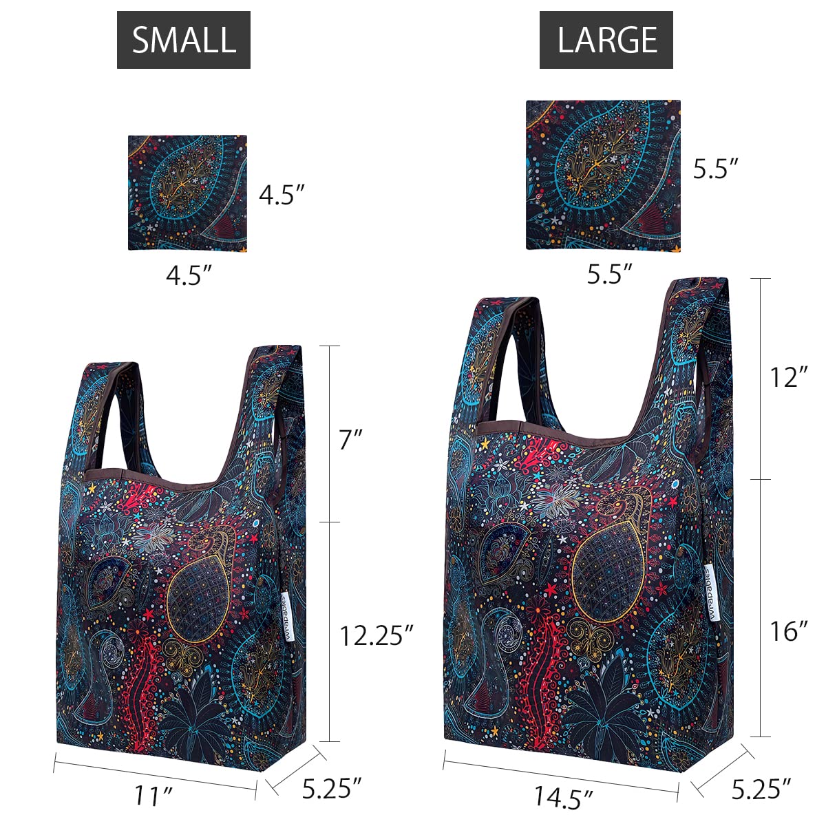 Wrapables Jolibag Collection Reusable Shopping Bag (Set Of 2), Cosmic Paisley