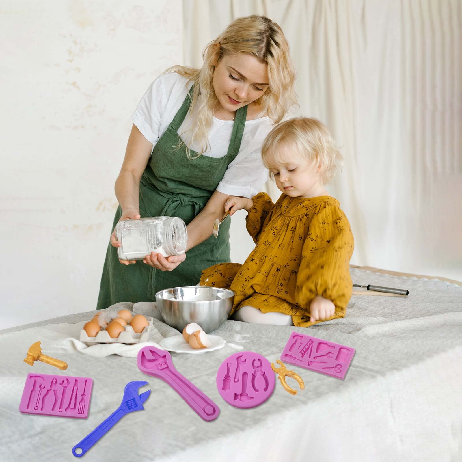 Construction Tools Silicone Molds, Hand Tools Wrench Chocolate Molds, Ladder Screwdriver Scissor Fondant Baking Molds For Cake D