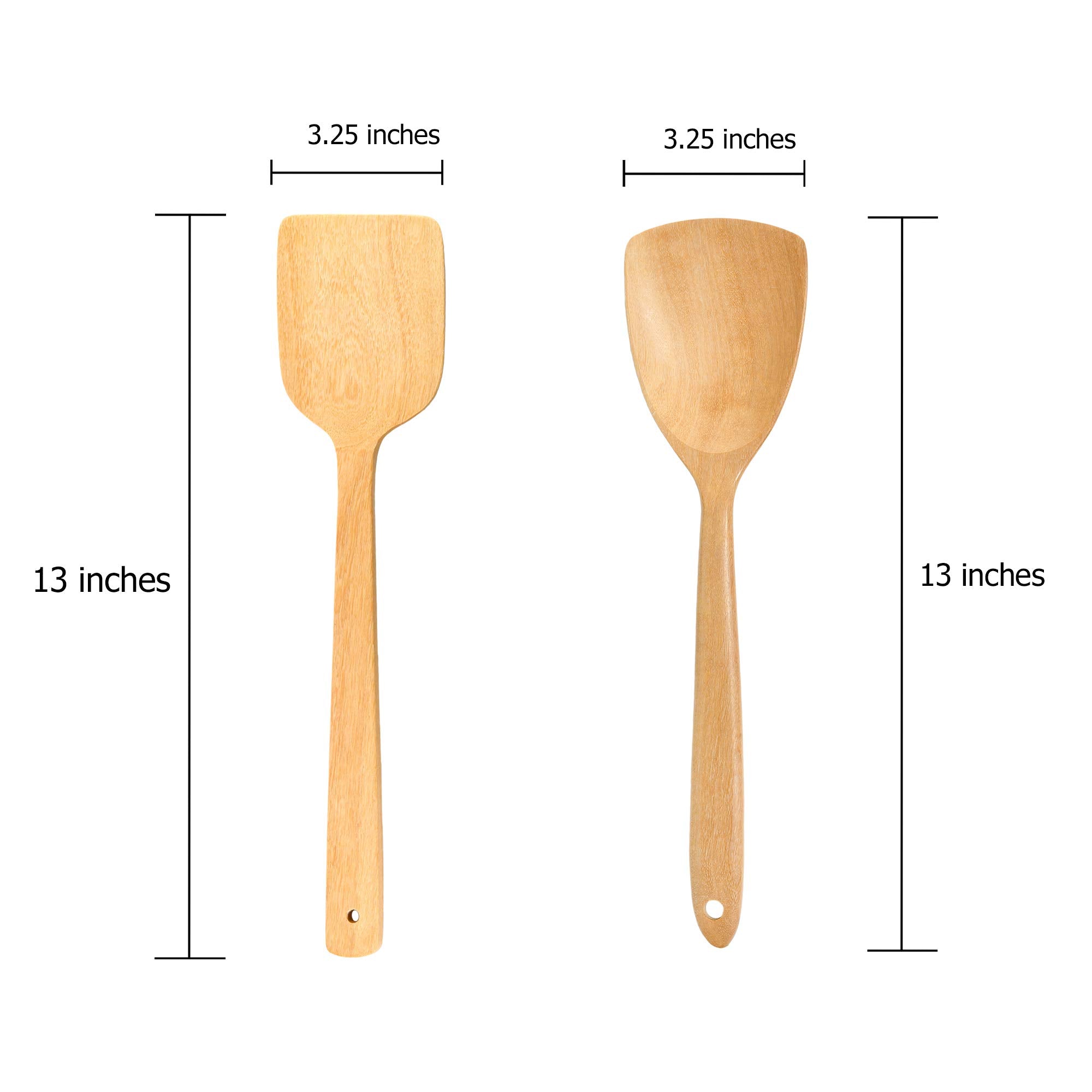 Aeravida Cooking Essentials Frying Spatula Turner & Ladle Rain Tree Wooden Set | Wooden Kitchen Utensils Spoons | Wooden Spoons