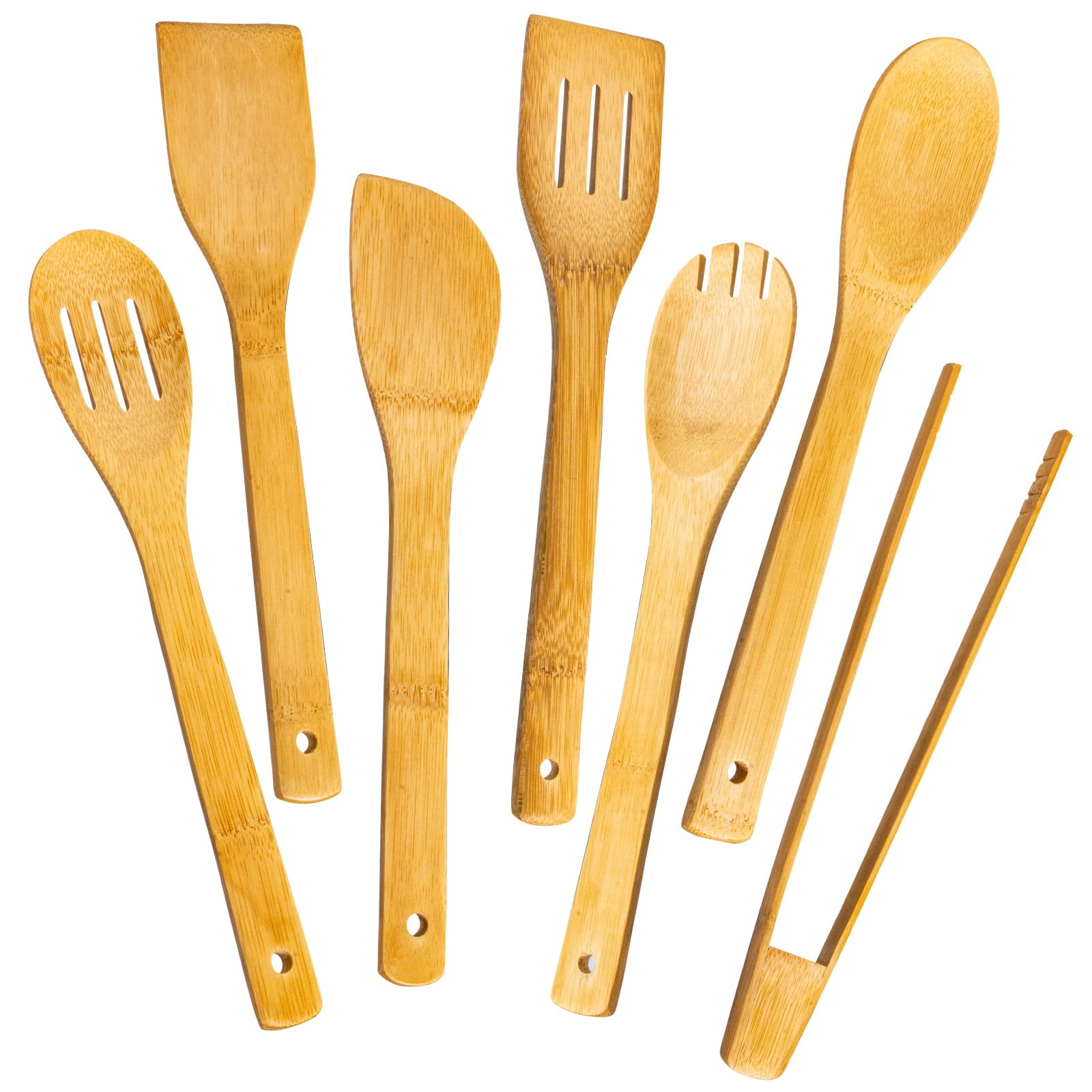 Wooden Spoons For Cooking 7-Piece, Kitchen Nonstick Bamboo Cooking Utensils Set, Durable And Healthy Bamboo Wooden Spatula Spoon