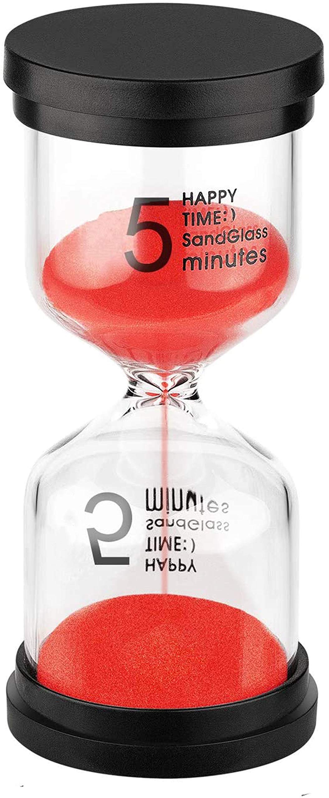 Suliao Hourglass 5 Minute Sand Timer: Red Sand Clock, Plastic Sand Watch Five Min, Small Reloj De Arena 5 Minutos, Colorful Hour
