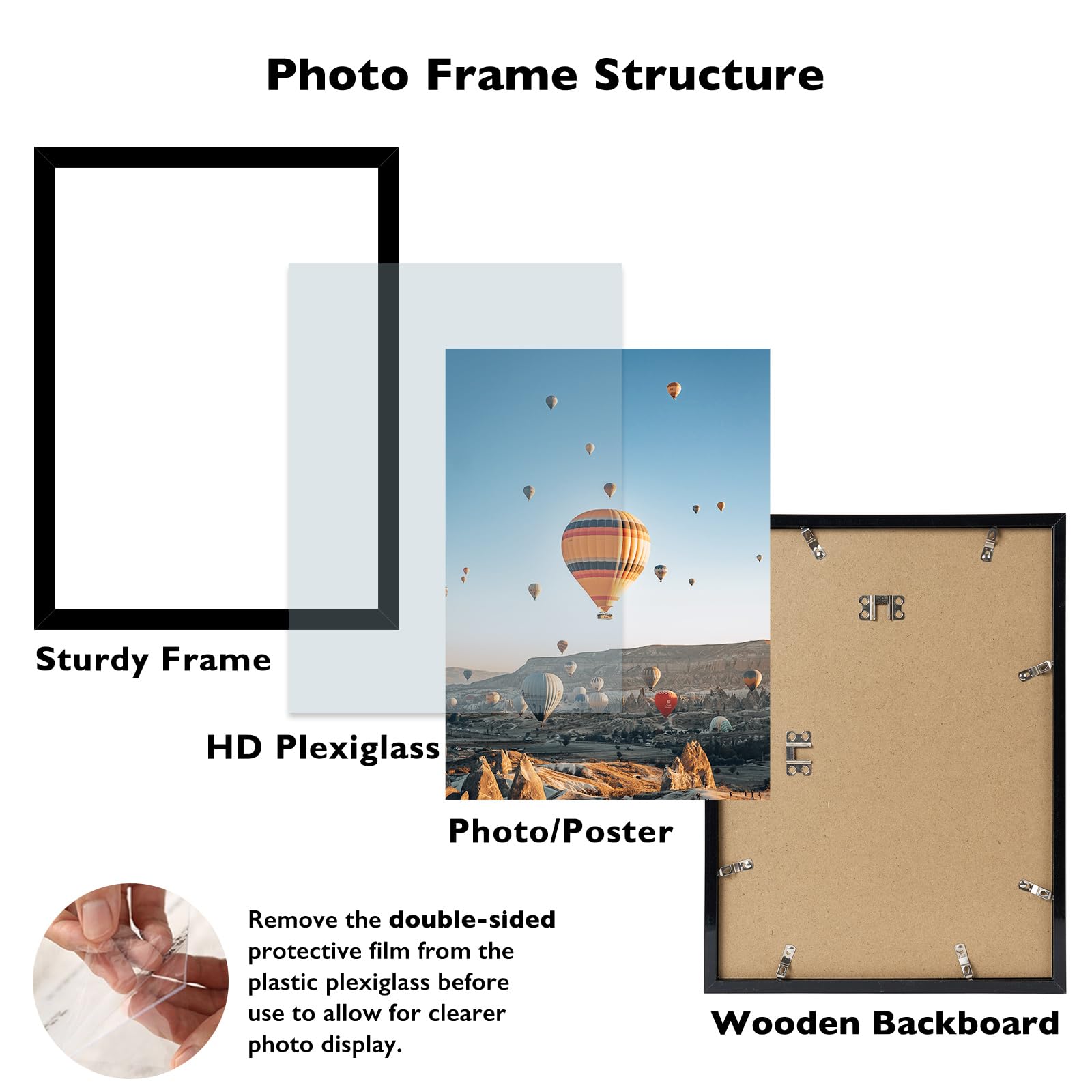 JCJMY 15x21.25 Puzzles Frame Set of 4 Black, Wall Hanging 15 x 21.25 Picture Frame for 15 by 21.25 Poster Photo Canvas Picture P