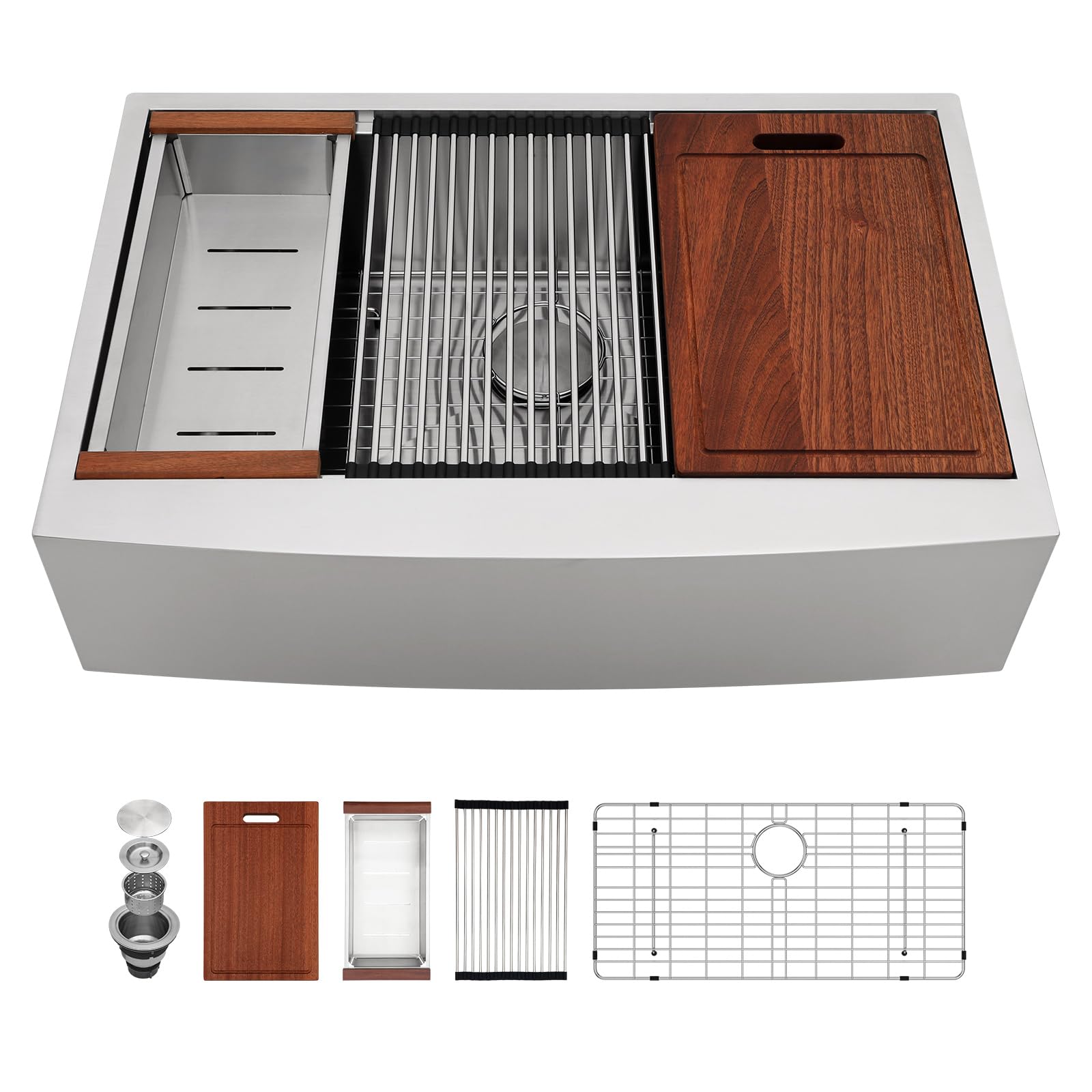 33 Farmhouse Sink Stainless Steel - Sarlai 33 x 22 Inch Farm Kitchen Sink Ledge Workstation Apron Front Single Bowl 16 Gauge Stainless Steel Luxury Kitchen Farmer Sink