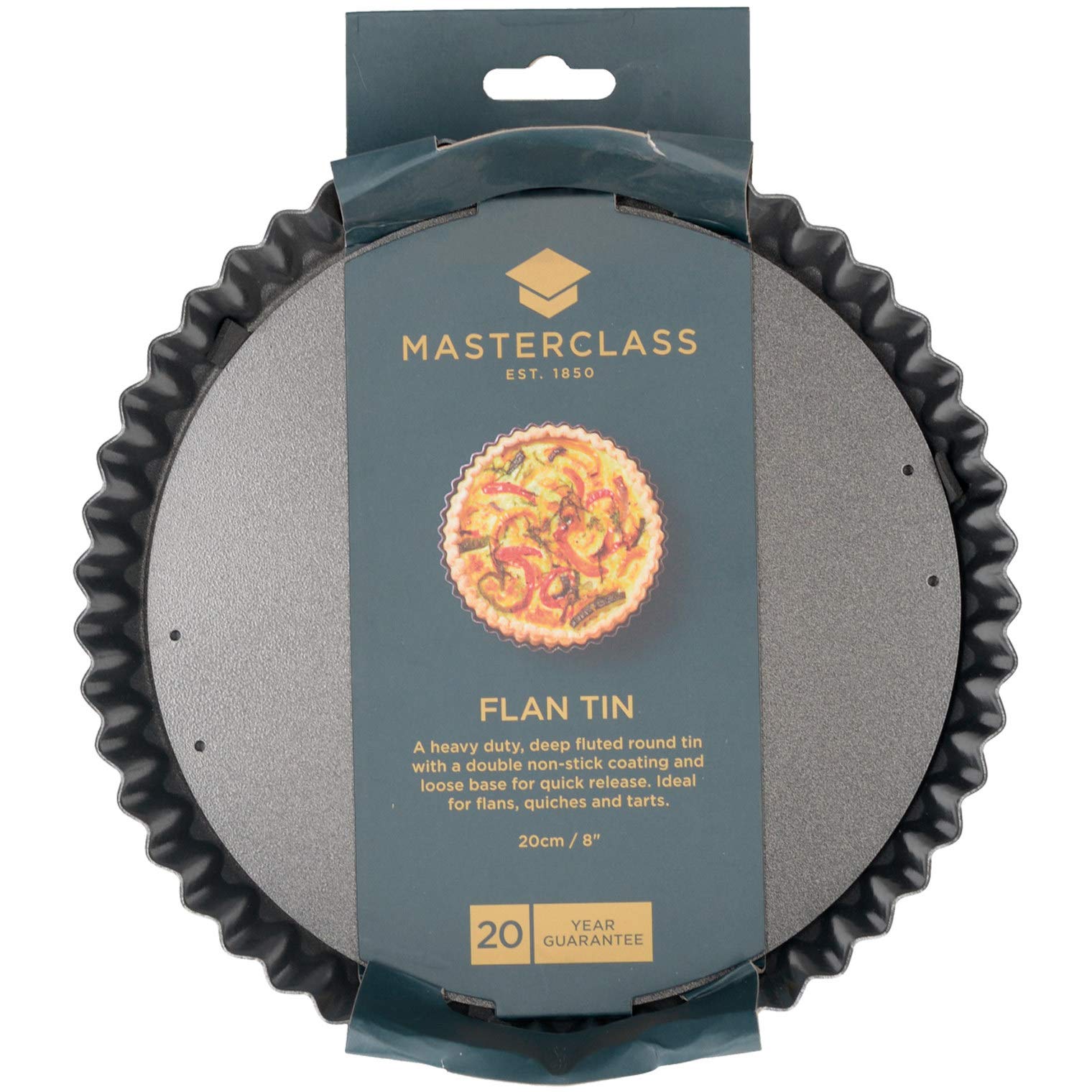 Kitchencraft Masterclass Non-Stick Fluted Flan Tin/Quiche Pan With Loose Base, 20 Cm (8'')