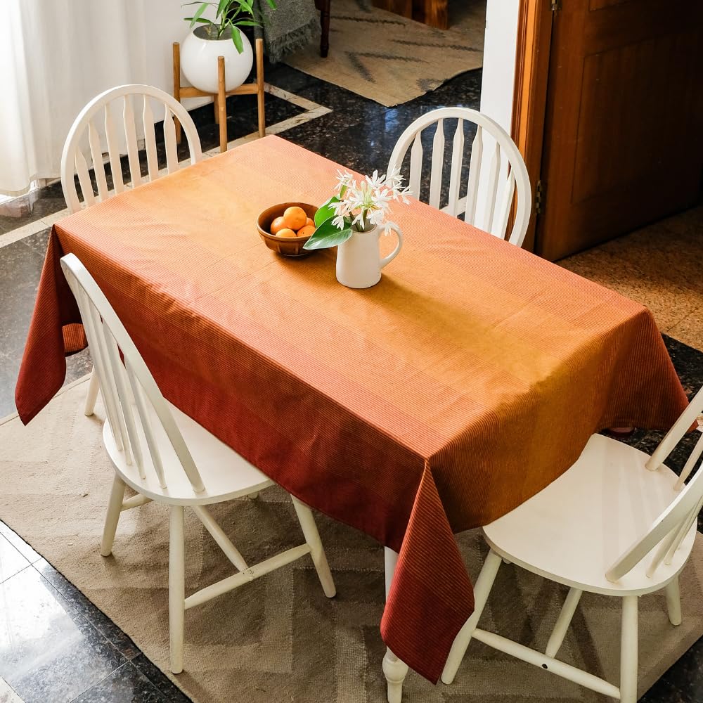 THE YARD HOUSE Wipeable & AntiSlip Woven Table Cover Serene Sunset (Rectangle 6 Seater, 150cm X 225cm)| Protects Against Spill
