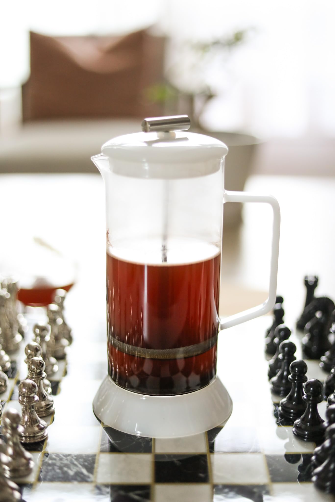 Teabloom Toulouse Plastic-Free Heatproof Borosilicate Glass French Press For Tea And Coffee, 24-Ounce (700 Ml) - Dusk Grey