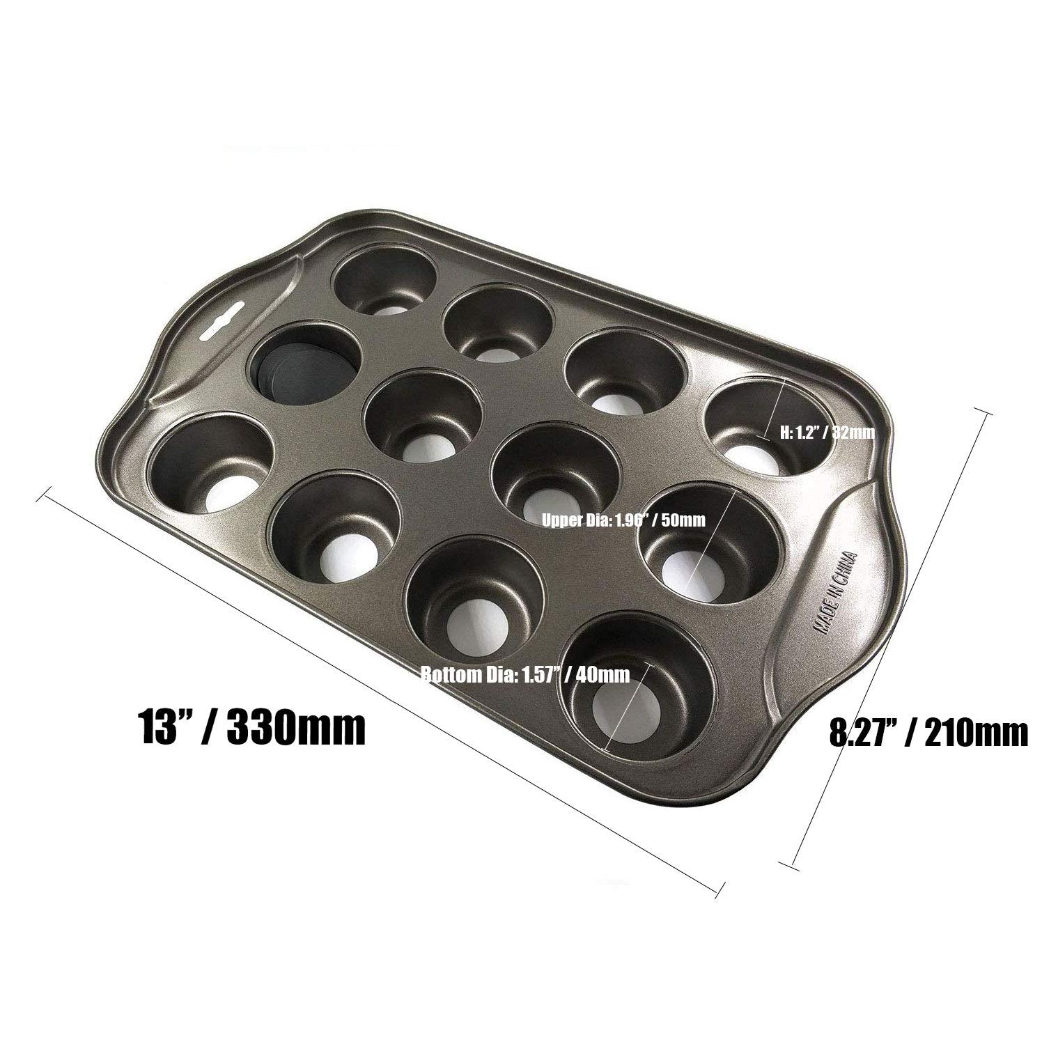 Devilmaycare Removable Bottom Round Mini Muffin Pans 12 Holes Non-Stick Cake Mold For Cake Chocolate Egg Tart & Others Bake Food