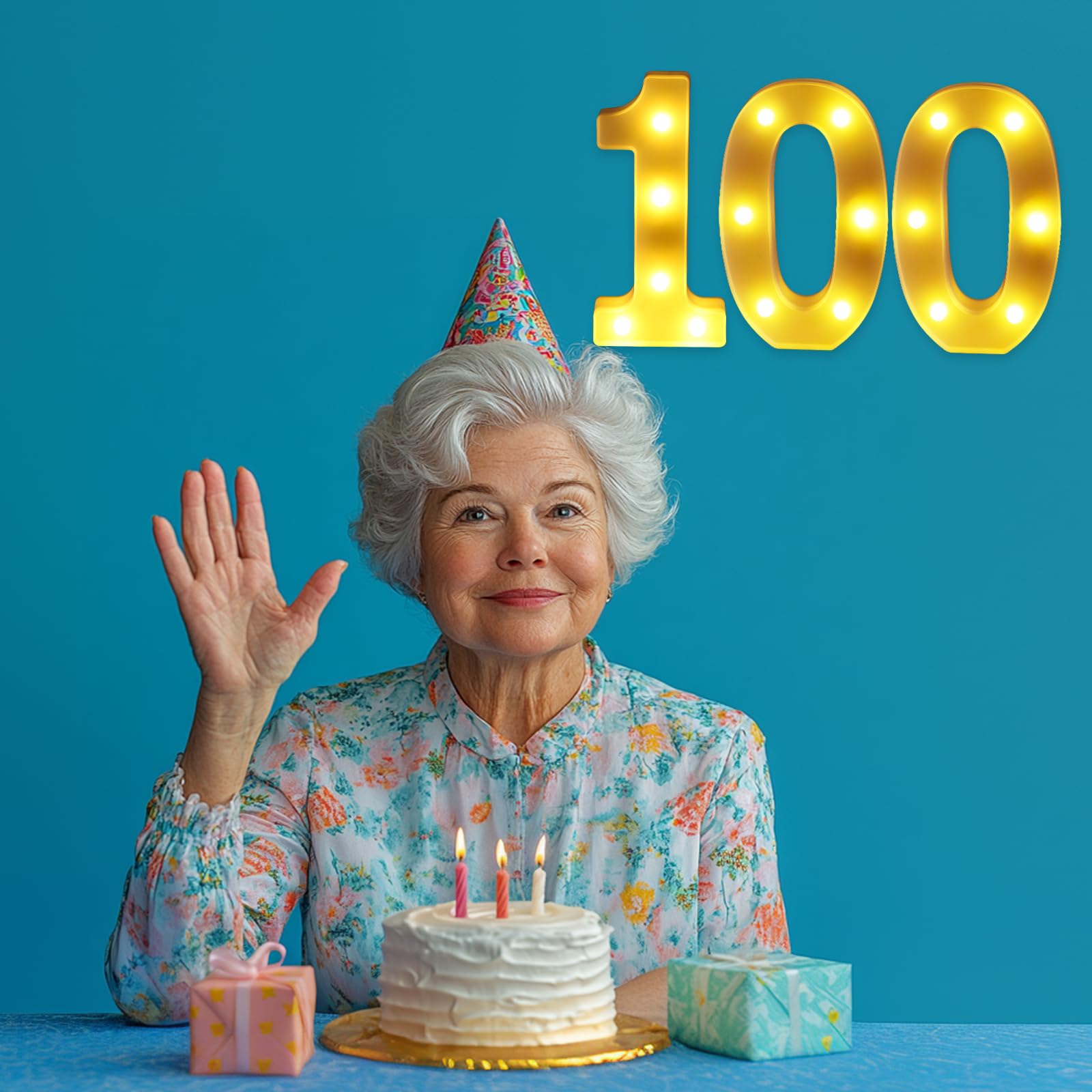 Funsky 100th Birthday Decorations, LED Light Up Numbers Sign, 21cm, White, Model LED-101 for Centerpieces & Party Backdrop Decor