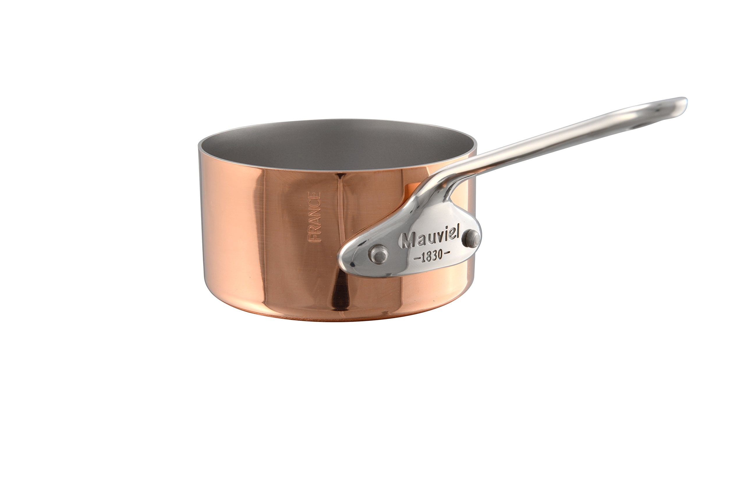 Mauviel MMinis Polished Copper & Stainless Steel Sauce Pan With Cast Stainless Steel Handle, 3.5in, Made in France