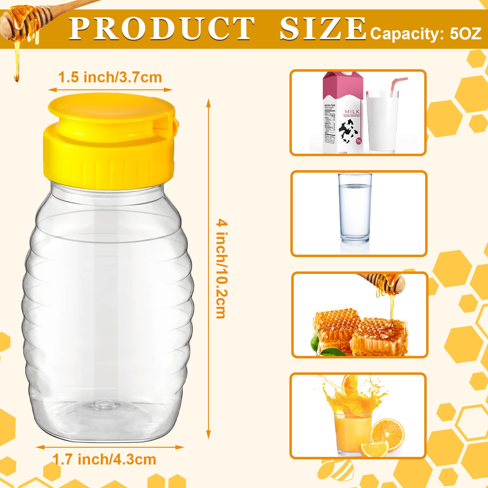 32 Pieces 5 Oz Clear Plastic Honey Bottles Squeeze Honey Containers Jars Empty Refillable Honey Holder With Leak Proof Flip Lid