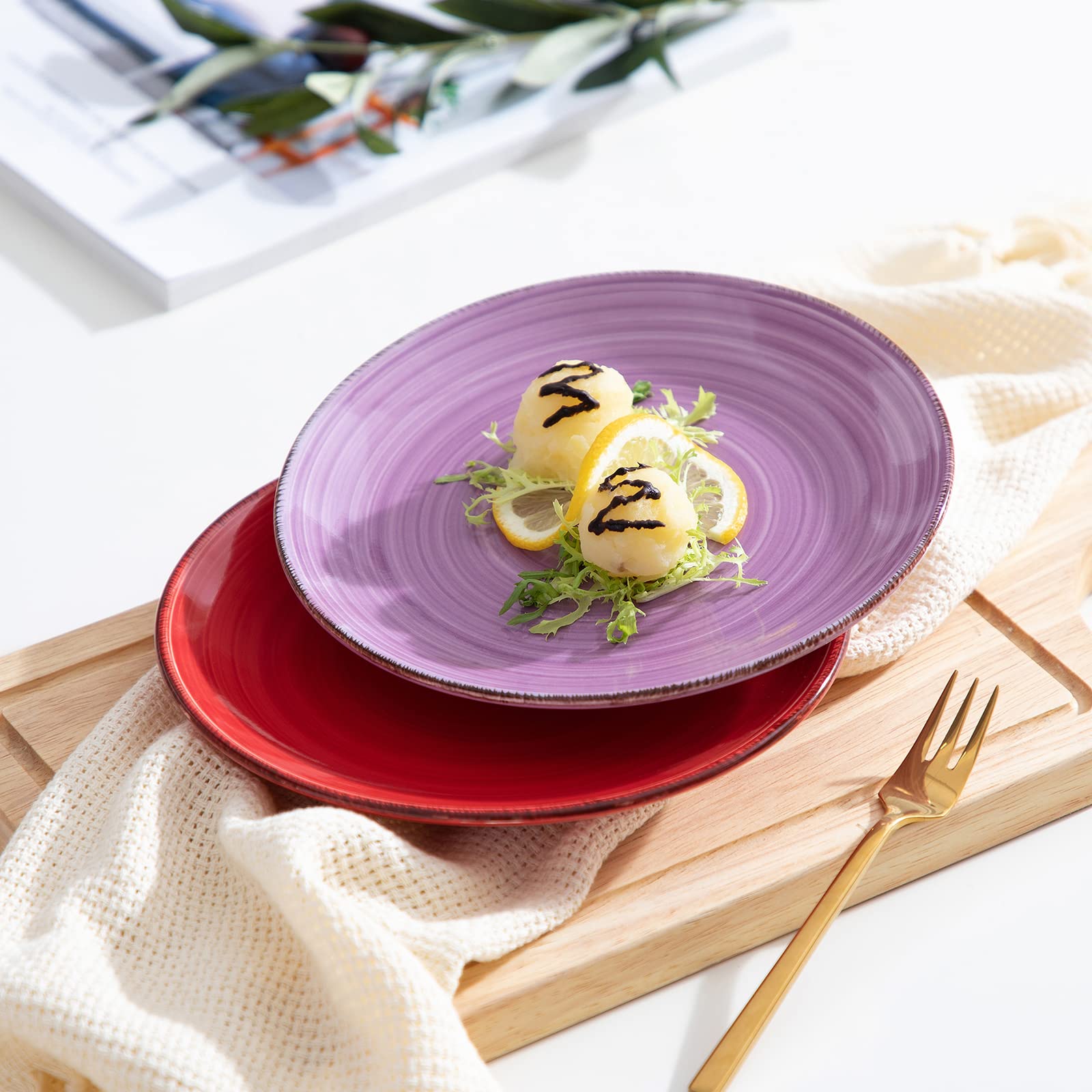 vancasso Bonita Multicolor Ceramic Salad Plate Set of 6, 7.5 Inch, Dishwasher & Microwave Safe, Warm Color