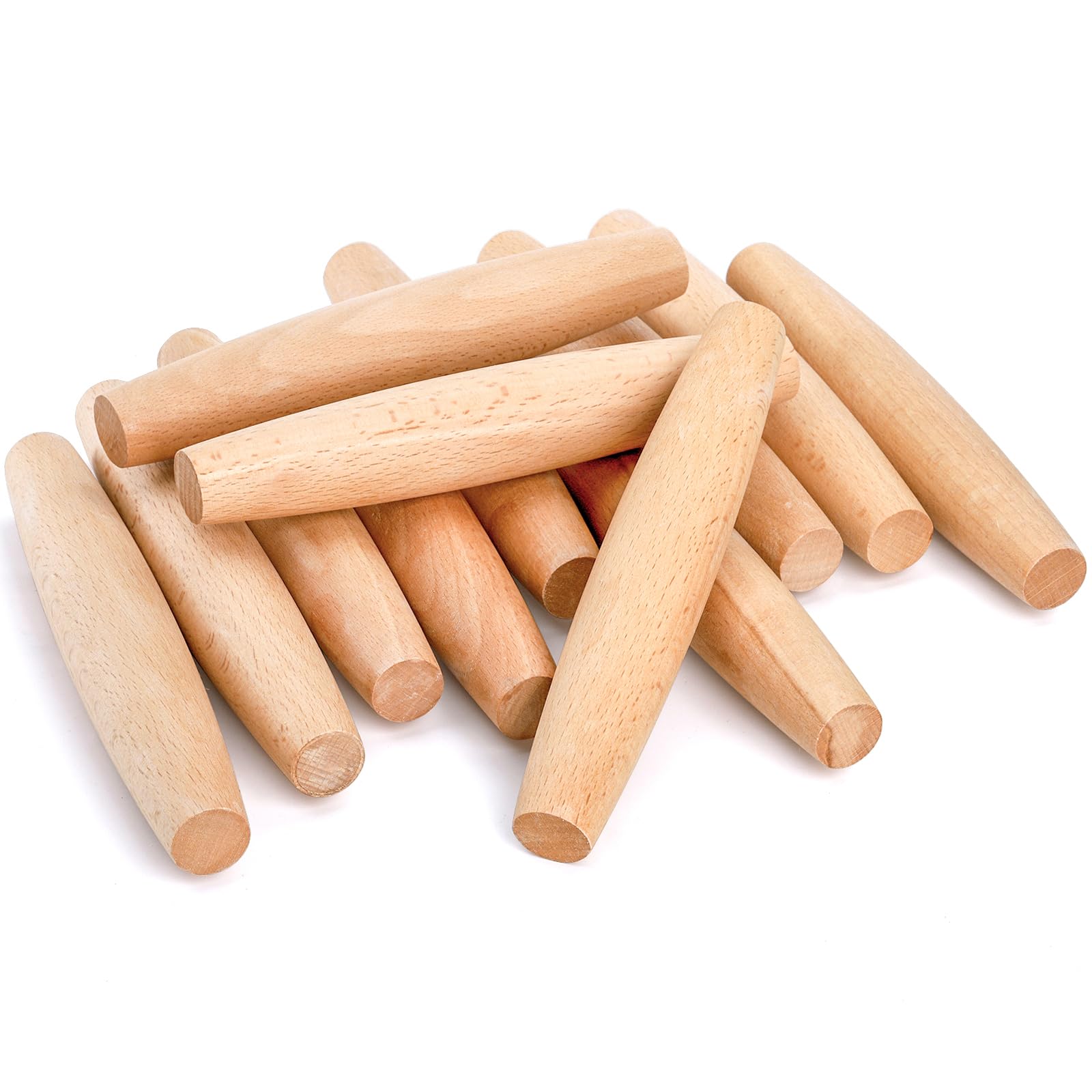 Elsjoy 12 Pack French Rolling Pin Wooden Dough Roller, 8 Inch Tapered Small Roll Pin For Baking Pie, Cookie, Pasta, Dumpling, No